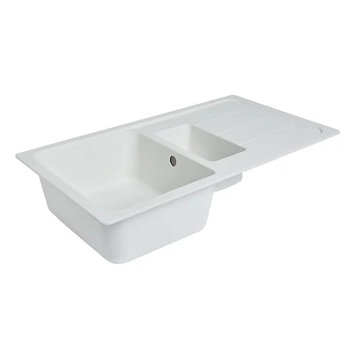 Kitchen Sink White 1.5 Bowl Reversible Drainer Composite Quartz Rectangular - Image 2
