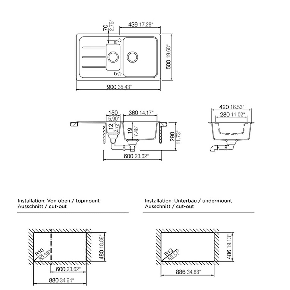 Kitchen Sink White 1.5 Bowl Reversible Drainer Composite Quartz Rectangular - Image 4