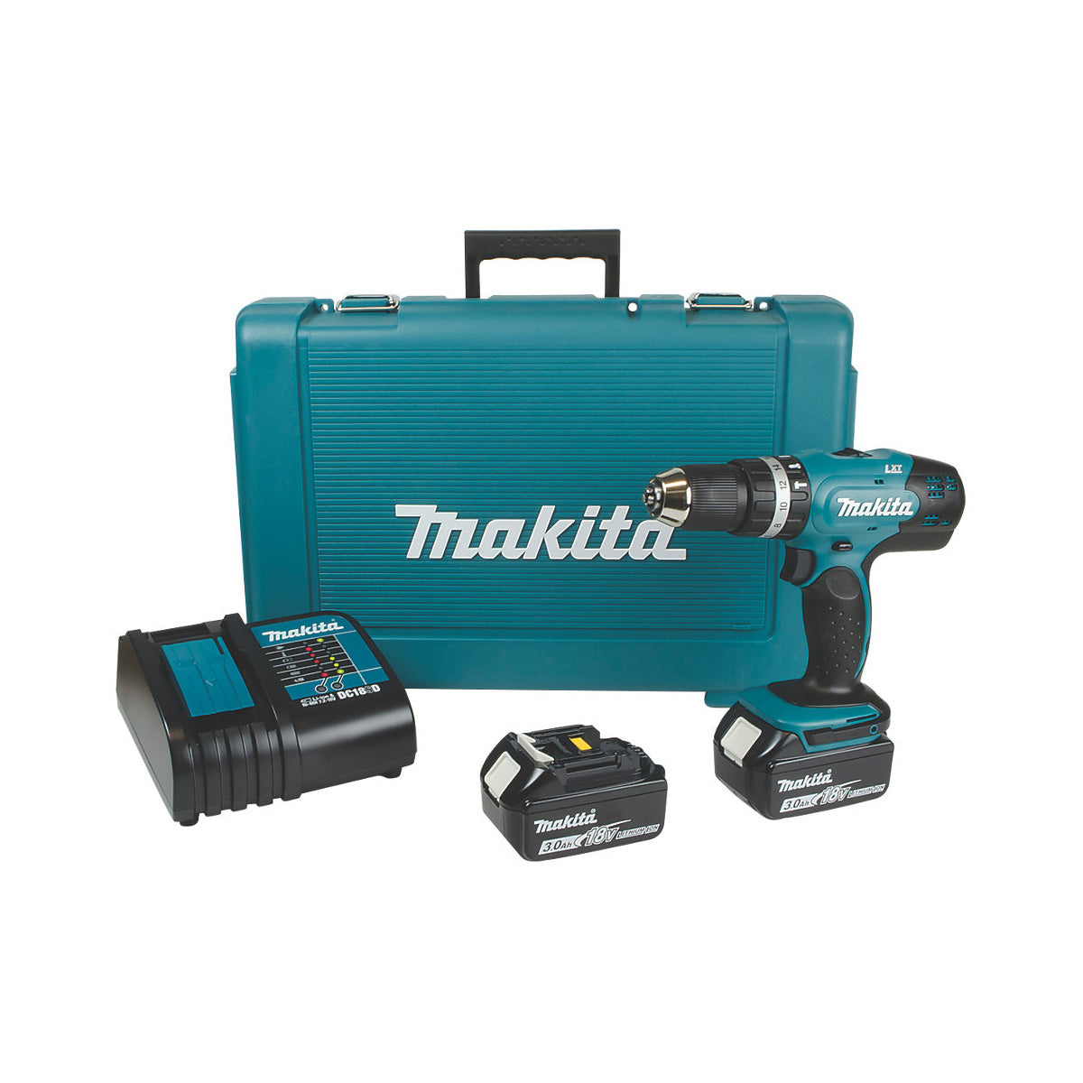 Makita Combi Hammer Drill Cordless 18V 2x3Ah Li-Ion DHP453SFE Compact Heavy Duty - Image 1