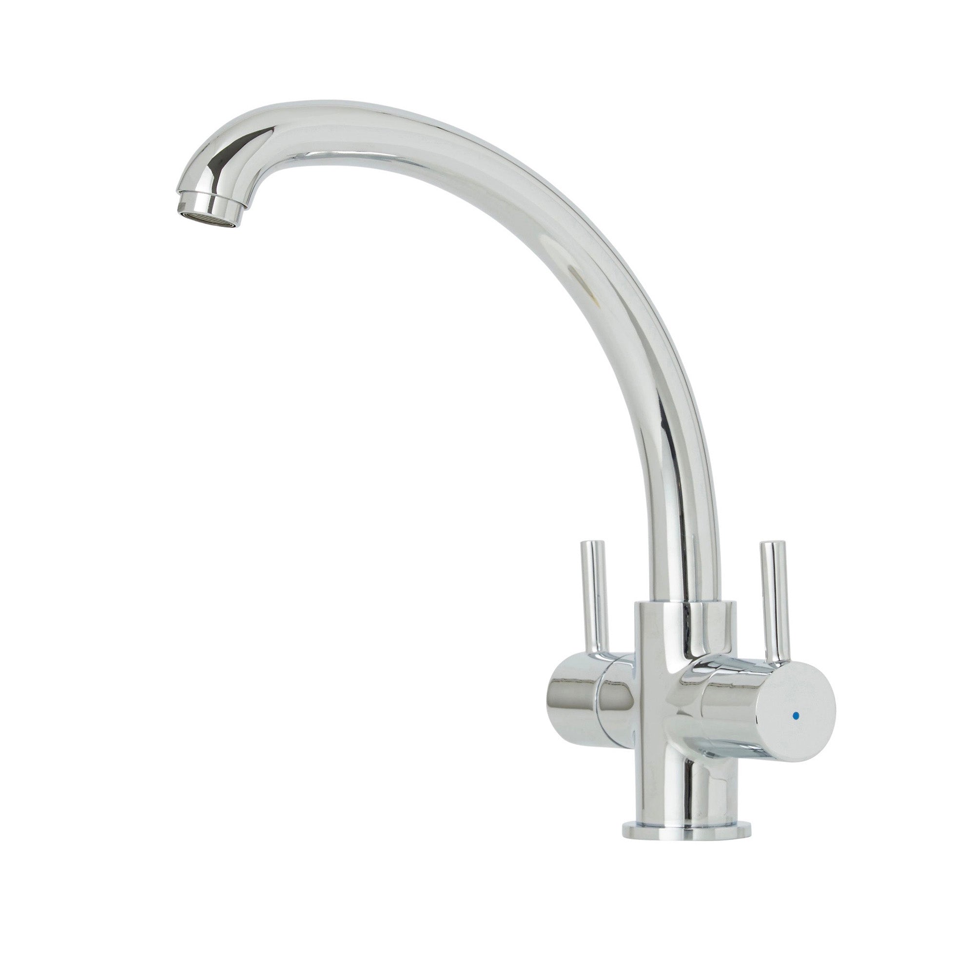 Kitchen Sink Tap Mixer Chrome Dual Lever Swivel Spout 1/4 Turn Modern Faucet - Image 1
