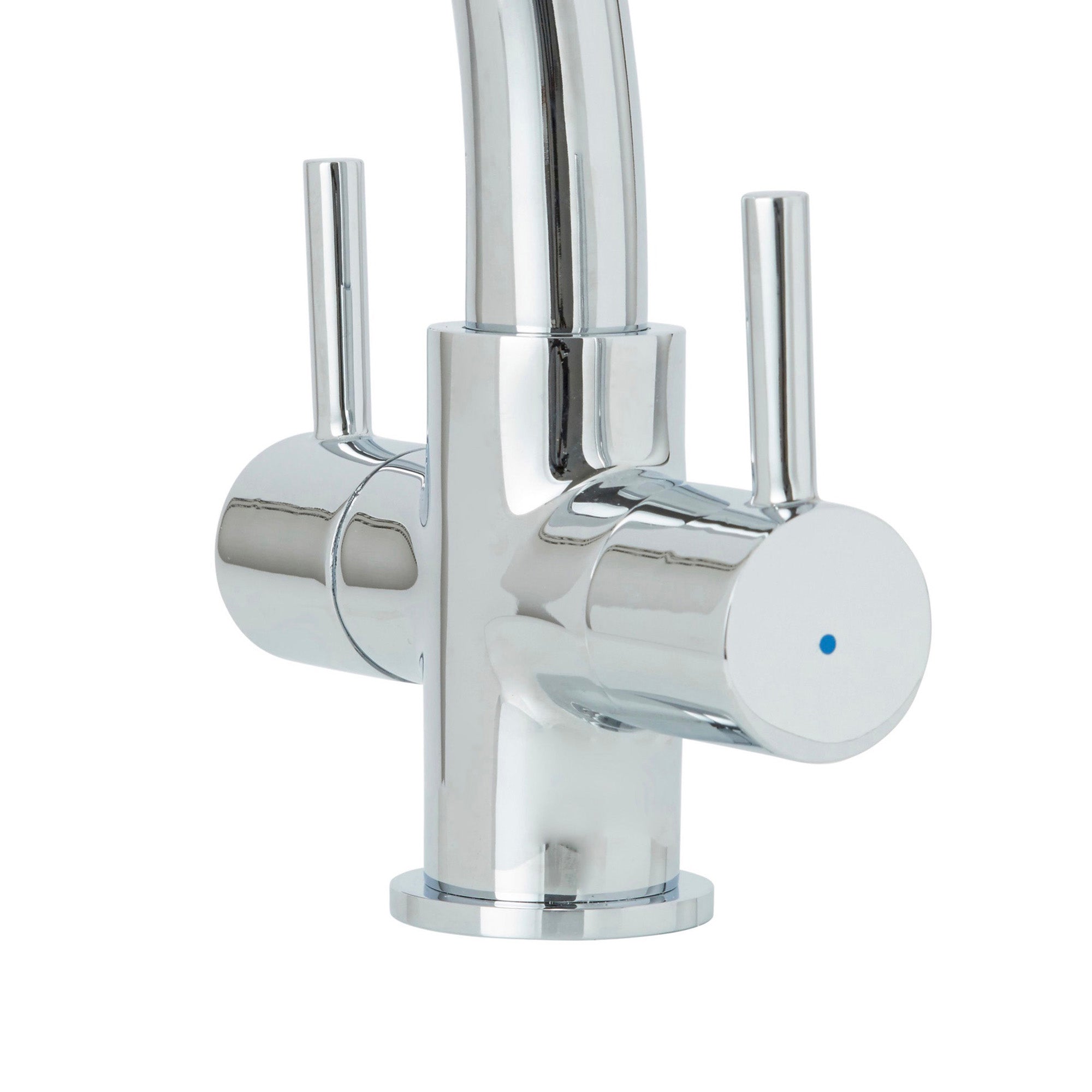Kitchen Sink Tap Mixer Chrome Dual Lever Swivel Spout 1/4 Turn Modern Faucet - Image 2