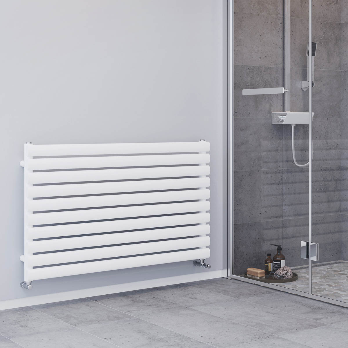 Blyss Designer Radiator White Horizontal Steel Wall Mounted (H)60x(W)100cm - Image 1