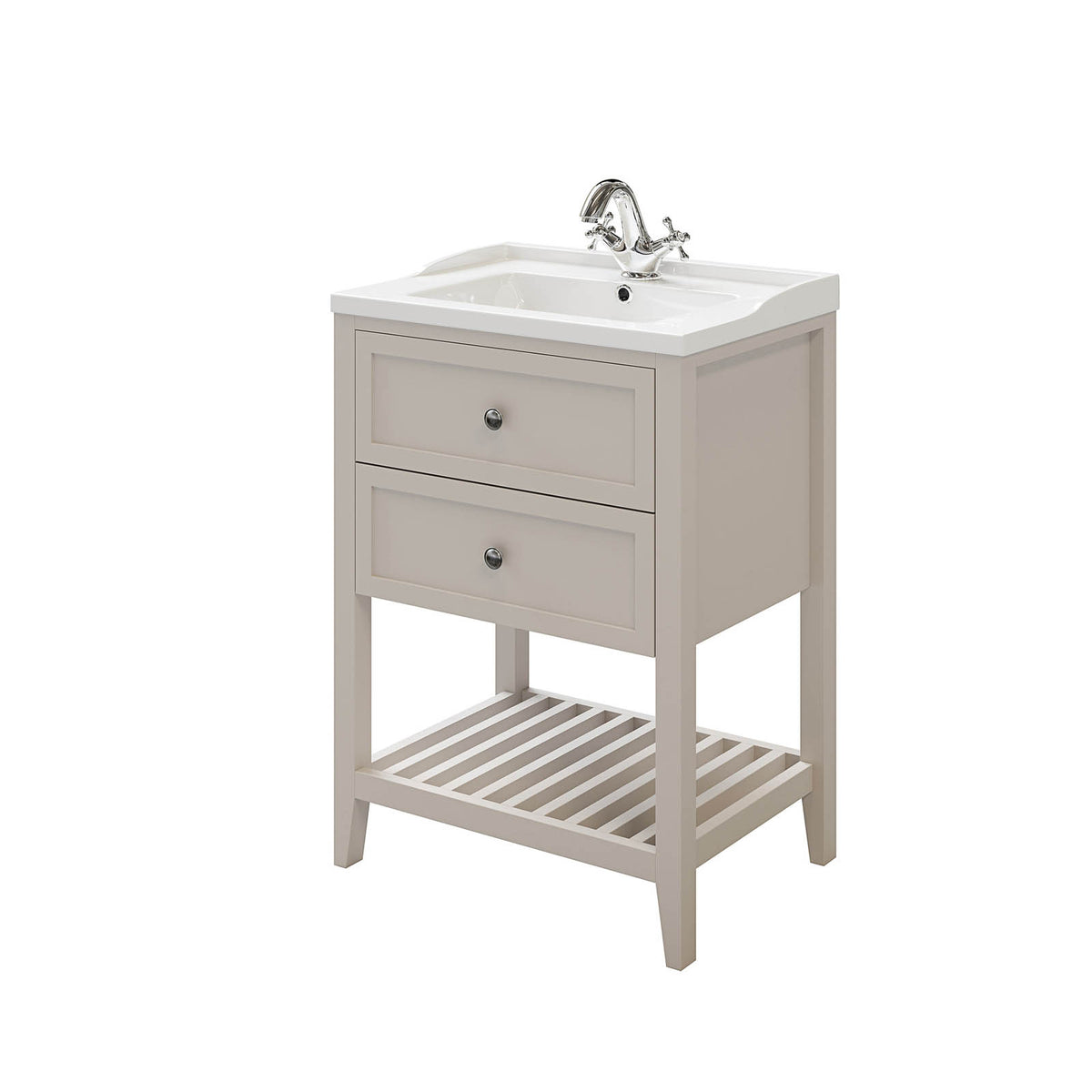 Bathroom Vanity Unit Perma Satin Grey Freestanding Storage Cabinet Furniture - Image 5