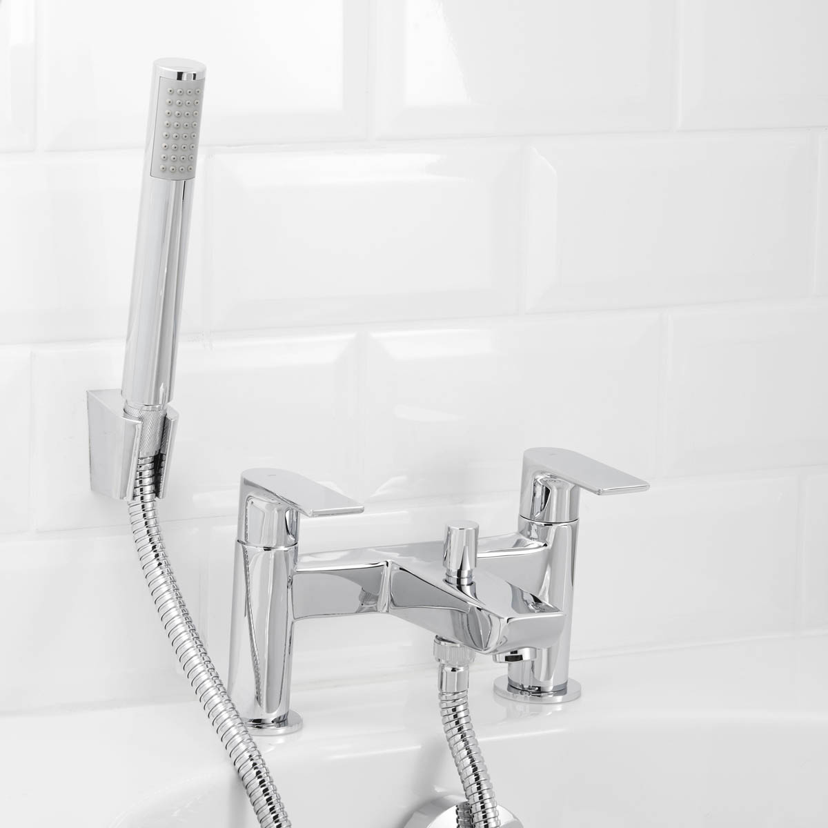 Bath Filler Tap Mixer With Hand Held Set Chrome Ceramic Cartridge Bathroom - Image 2