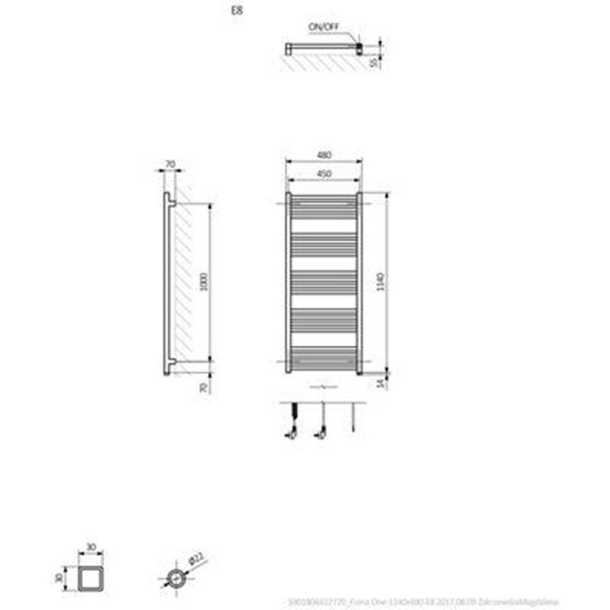 Terma Fiona Electric Towel Radiator Sparkling Gravel 1140x480mm - Image 3