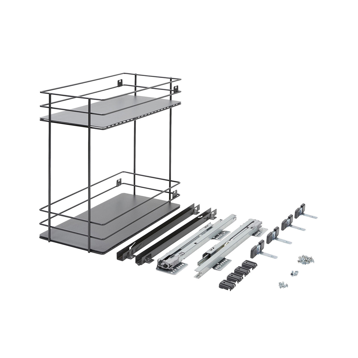 Pebre Universal Pull Out Storage System Soft Close Runners Anthracite 484x264mm - Image 1