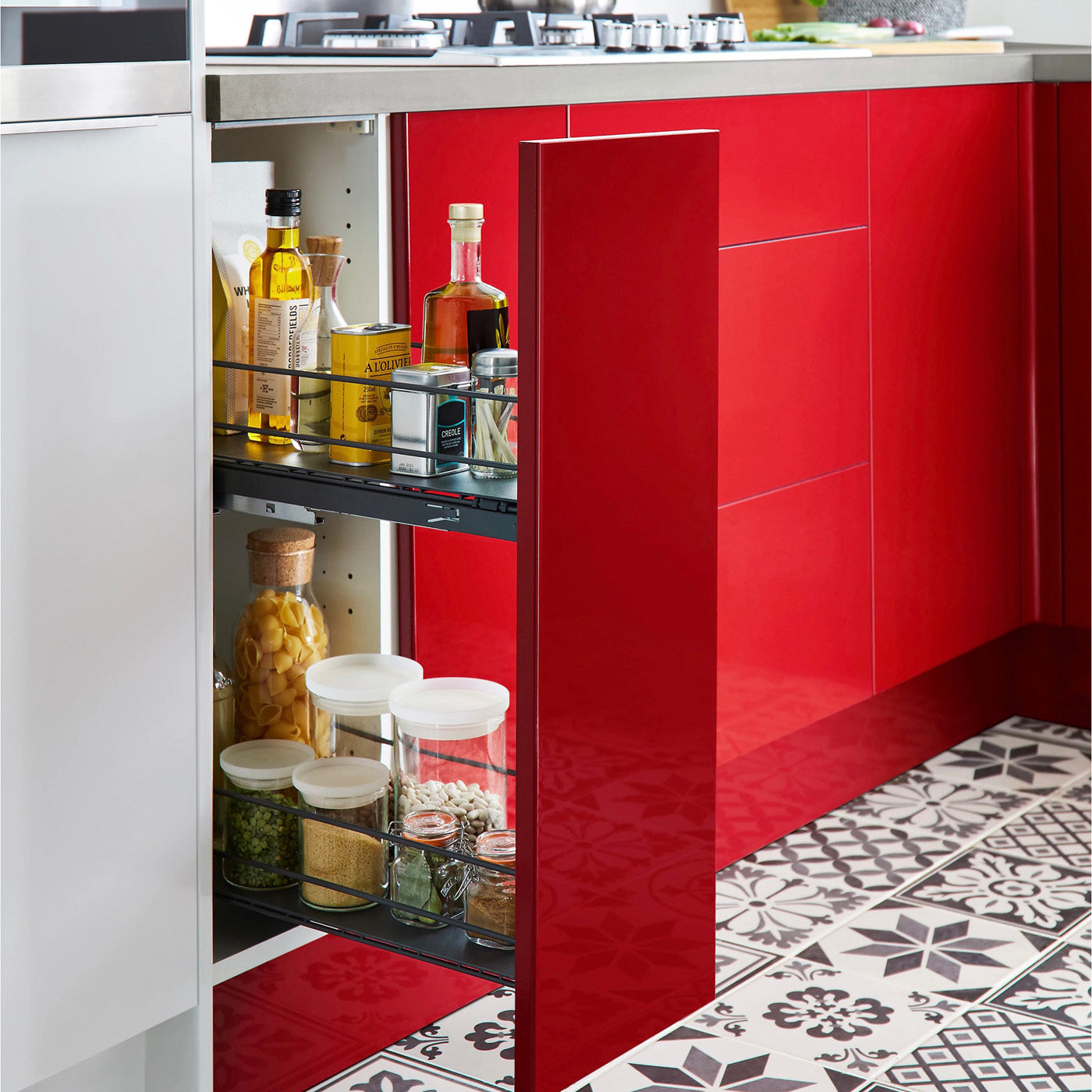 Pebre Universal Pull Out Storage System Soft Close Runners Anthracite 484x264mm - Image 2