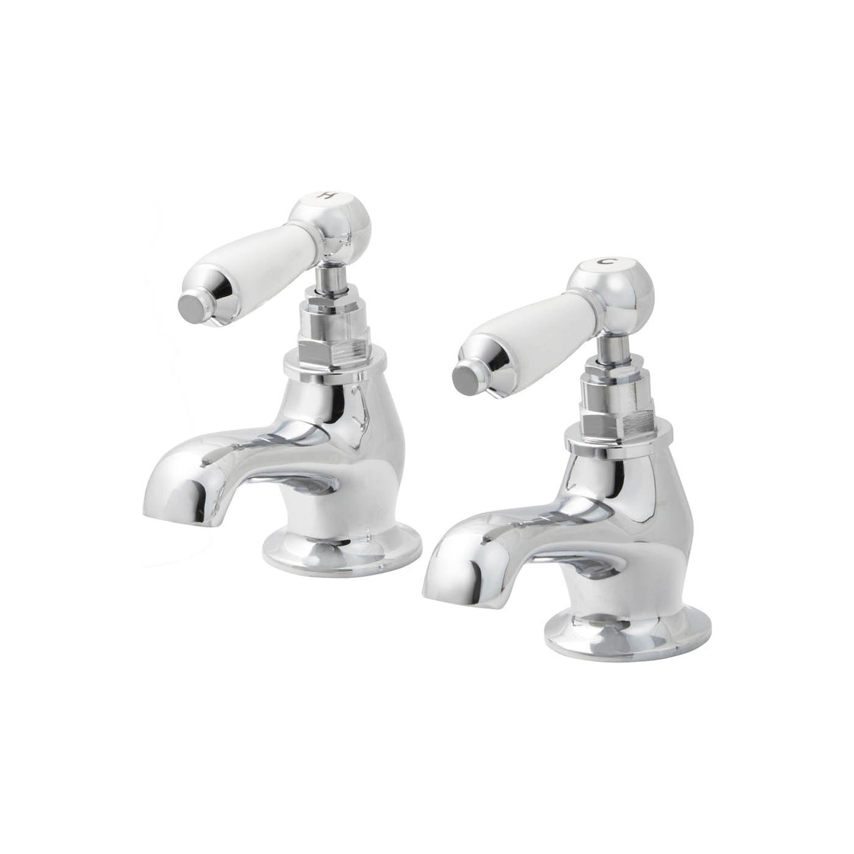 Bath Pillar Taps Traditional Bathroom Tub Filler Chrome Plated Brass Pair - Image 1