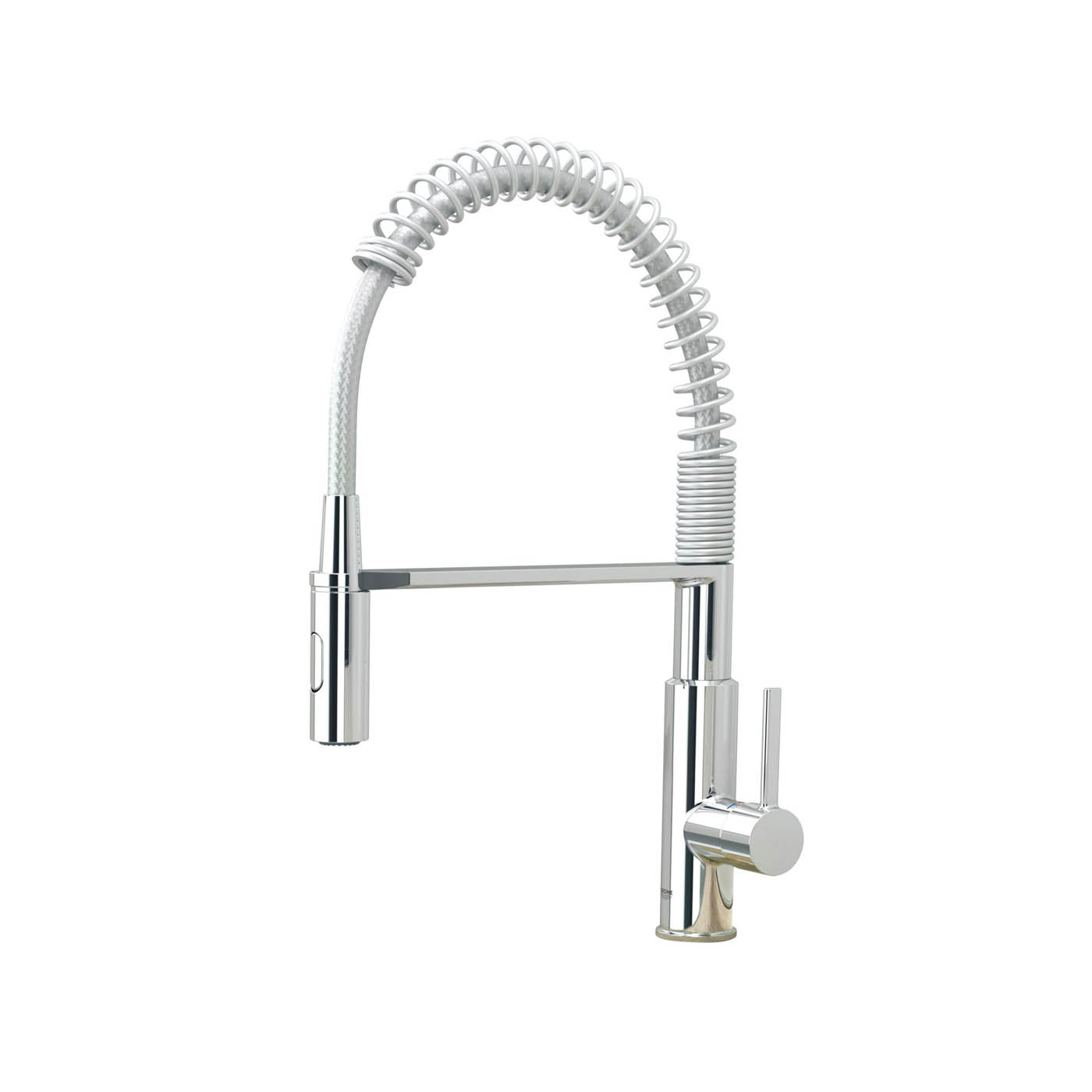 Kitchen Tap Mixer Chrome Side Single Lever Pull Out Spring Neck Contemporary - Image 1