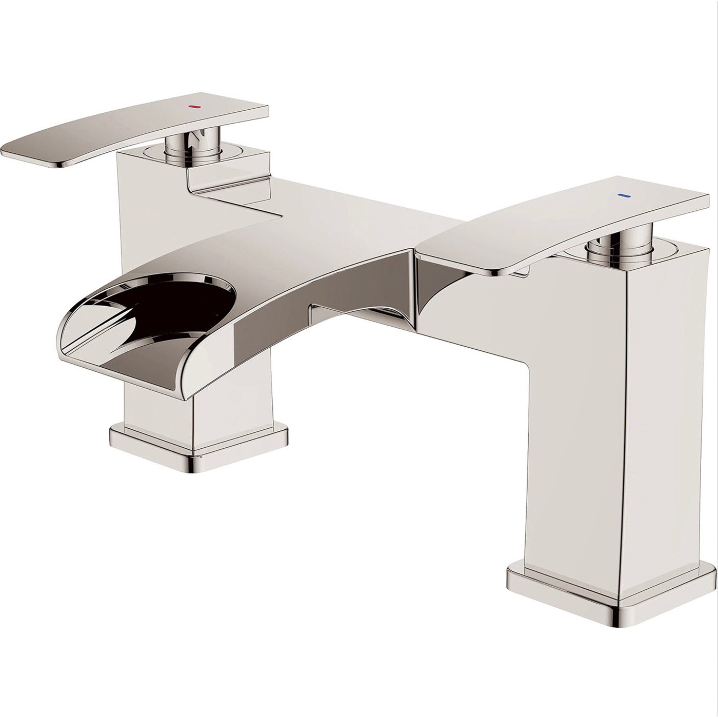 Bath Filler Tap Dual Lever Manual Modern Chrome Plated Bathroom Square - Image 1