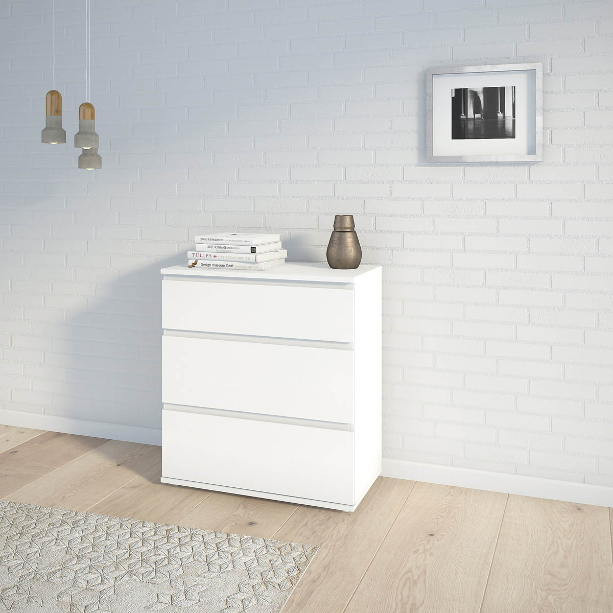 Nova Chest Of Drawers Matt White 3 Drawers Furniture (H)835 (W)768 (D)400mm - Image 4