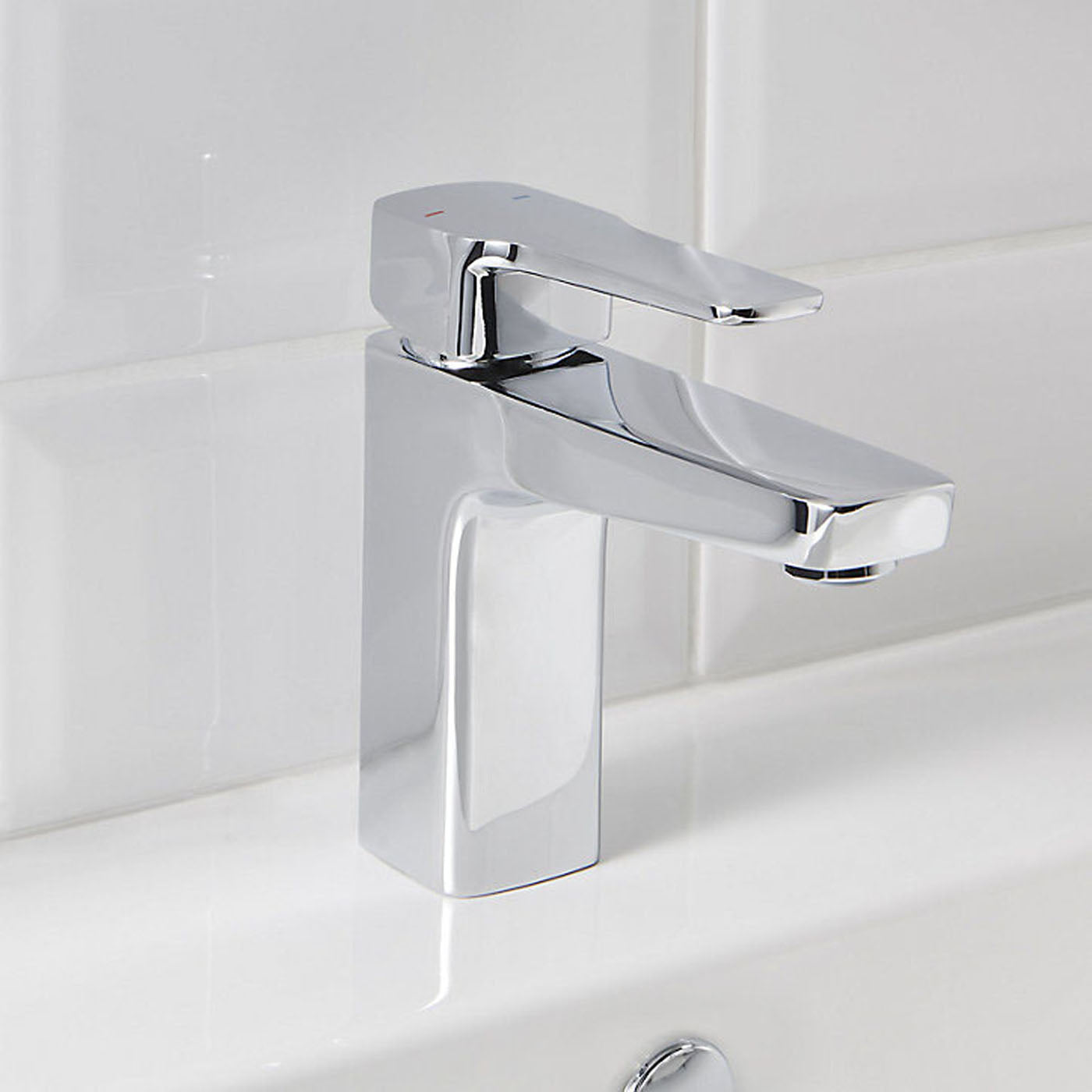Bathroom Basin Tap Mixer Single Lever Ceramic Cartridge Waste Modern Faucet - Image 2