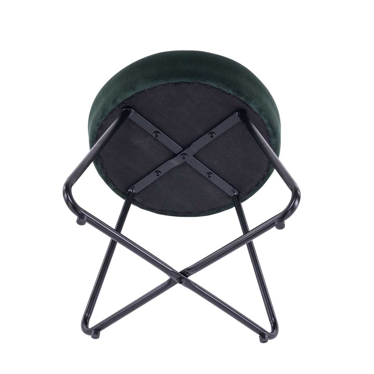 Padded Stool Chair Dressing Table Round Green Velvet Effect Foam Comfort Modern - Image 4
