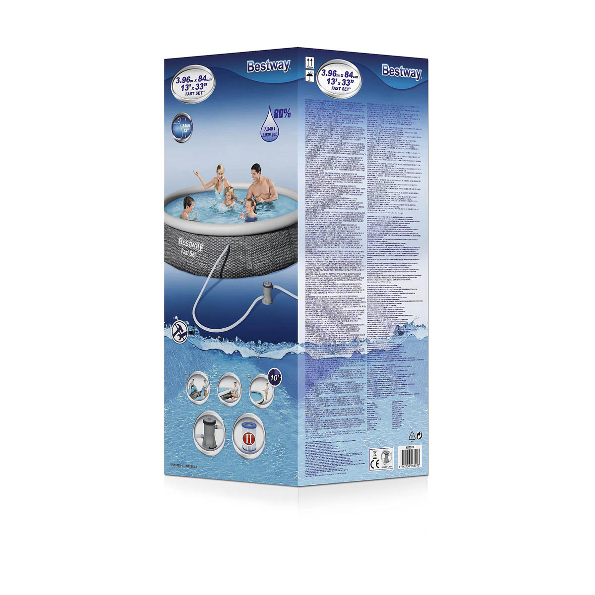 Bestway Swimming Pool Inflatable Family Round Grey With Pump (L) 396 x (H) 84cm - Image 4