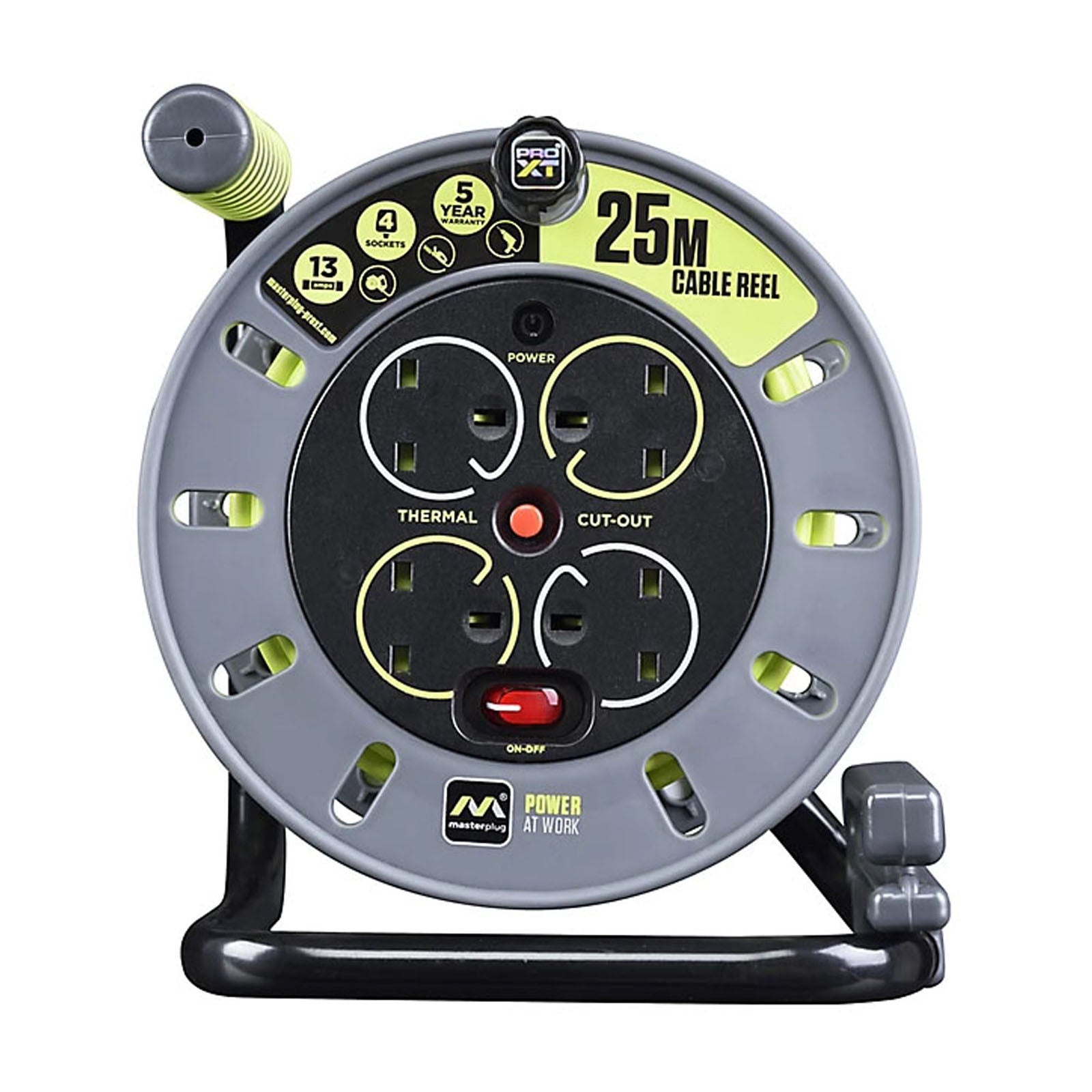Masterplug Cable Reel 4 Socket 3-Core 25m Indoor & Outdoor Switched 3120 W 240 V - Image 2