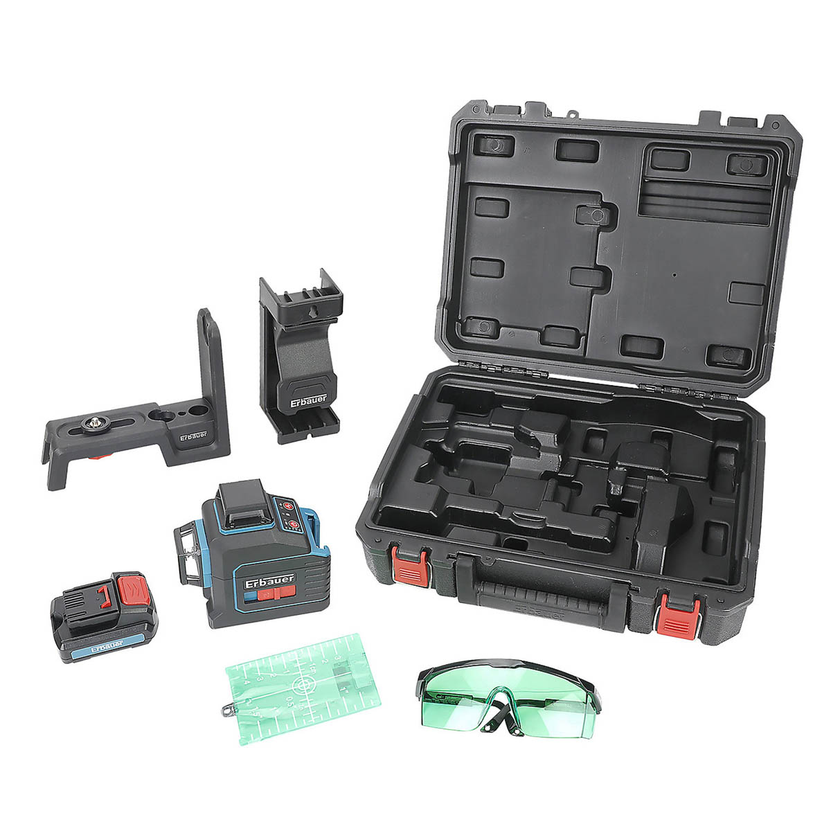Erbauer Laser Level Cross Line Self Levelling Green Compact 25m Carry Case - Image 1