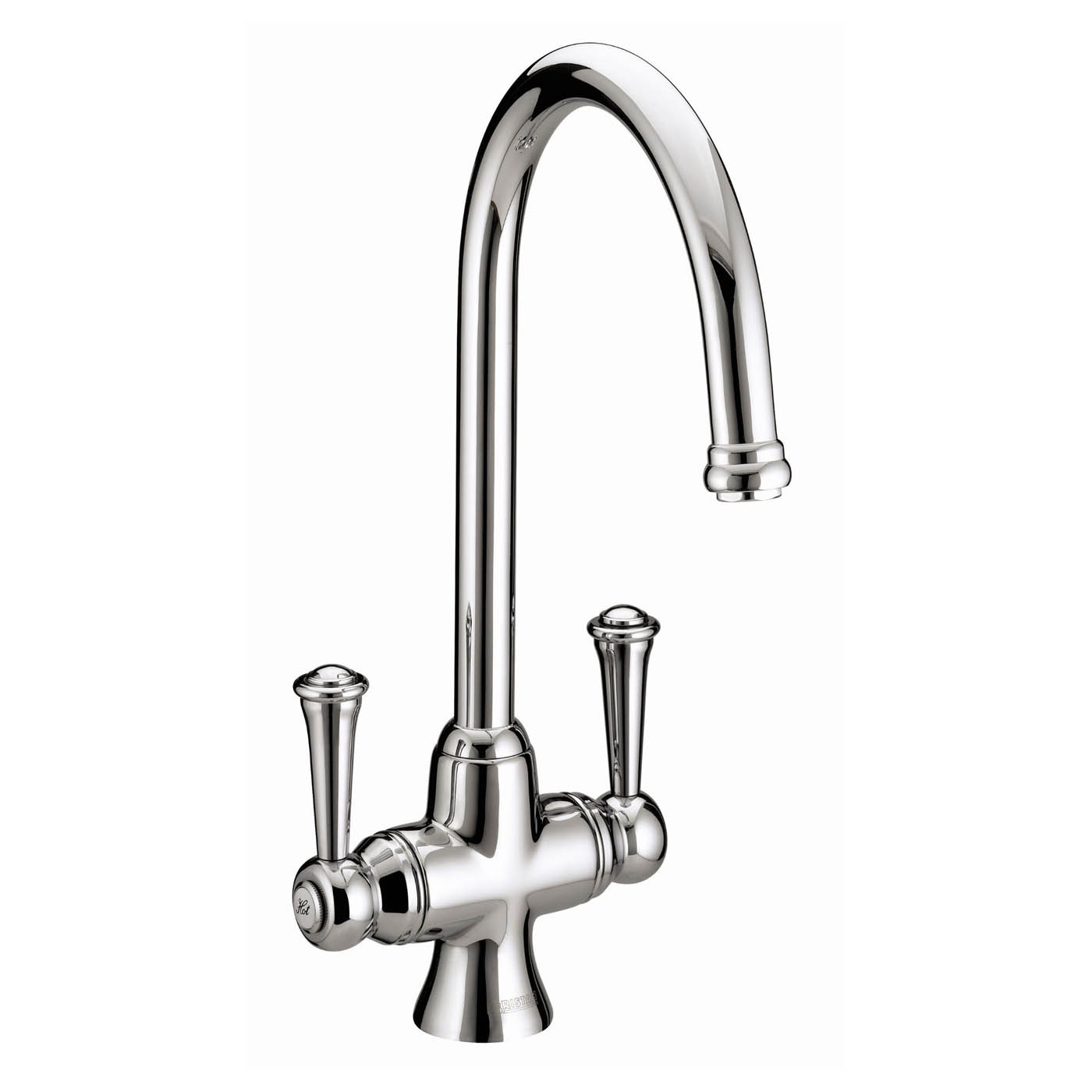 Bristan Kitchen Tap Mixer Chrome Dual Lever Swivel Spout Traditional Faucet - Image 1