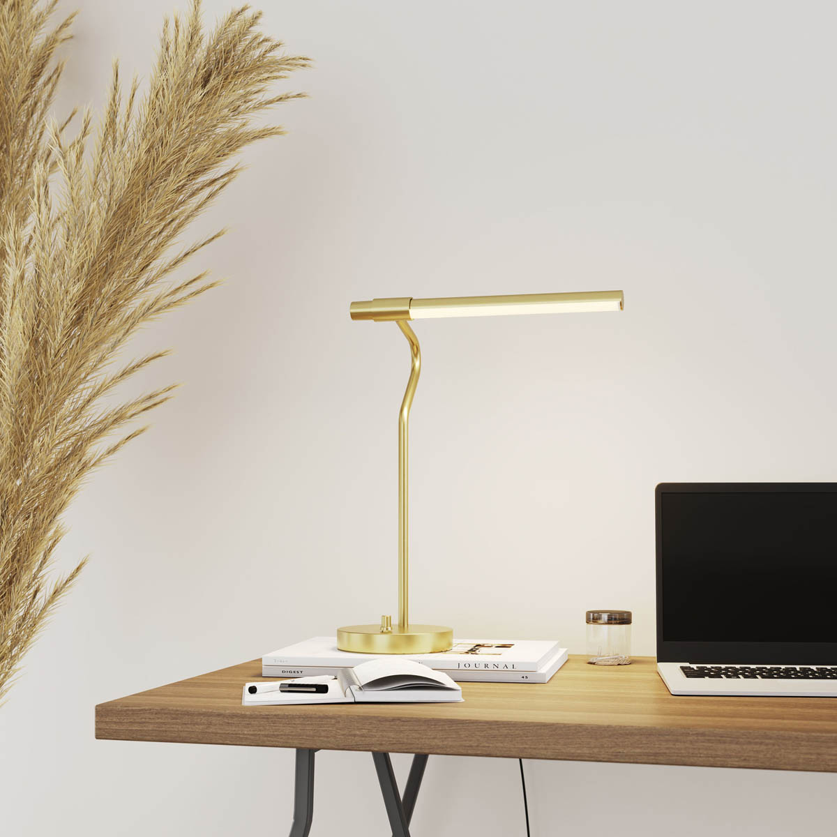 Table Lamp LED Integrated Pendant Matt Gold Effect Adjustable Dimmable Modern - Image 1
