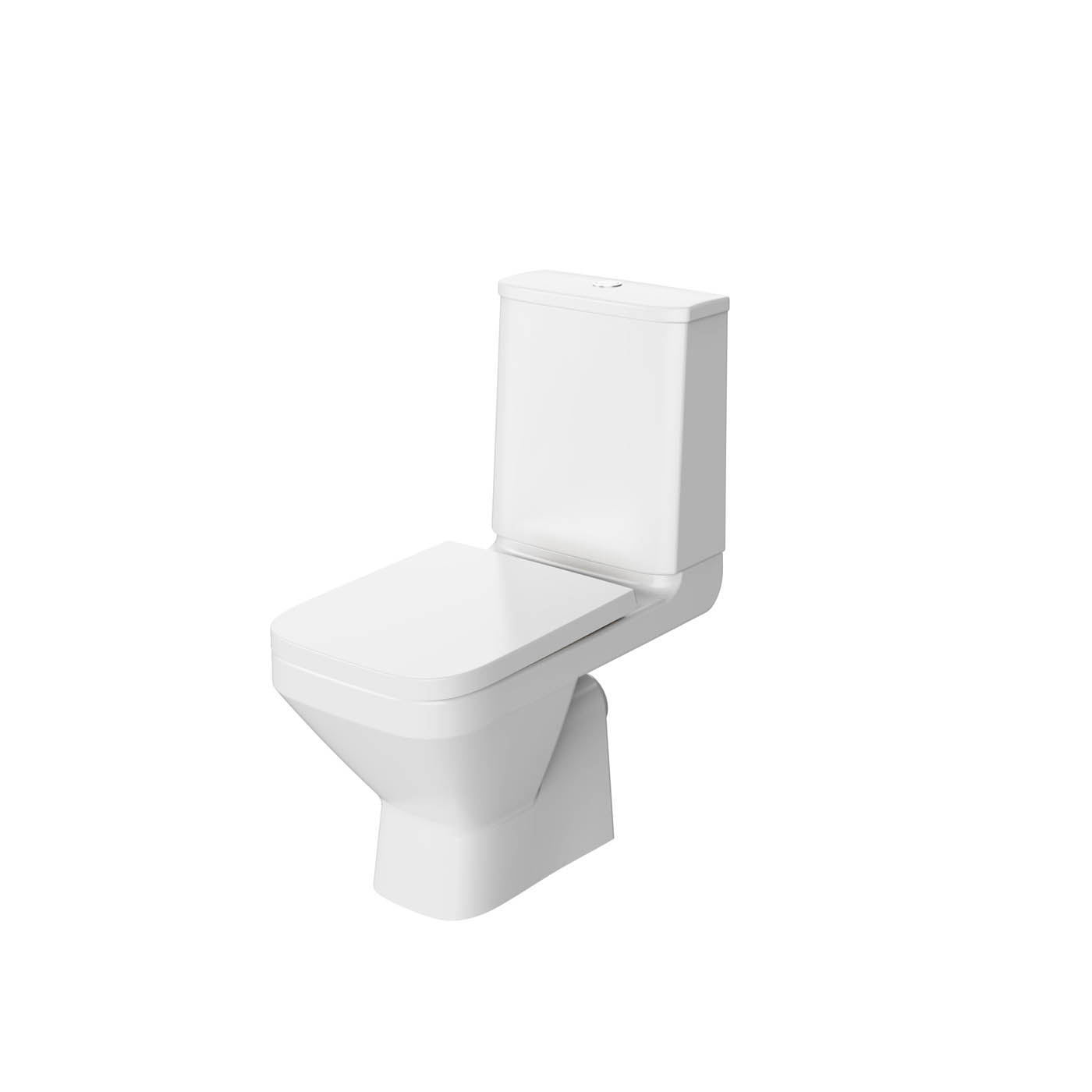 Toilet Pan Soft Close Seat Exposed Cistern White Rimless Square Bathroom WC - Image 1