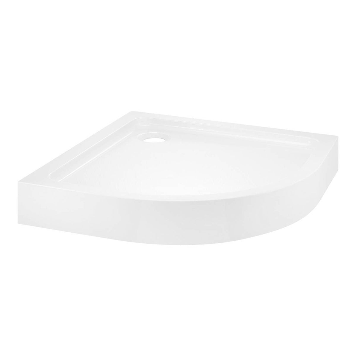 Shower Tray Gloss White 150mm Quadrant Corner Drain Anti Slip Corner Modern - Image 1