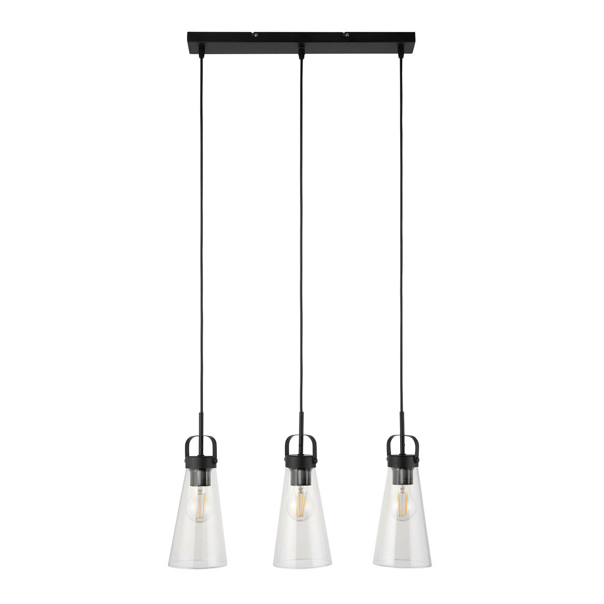 Pendant Ceiling Light 3 Lamp LED Black Matt Adjustable Dimmable Modern - Image 2