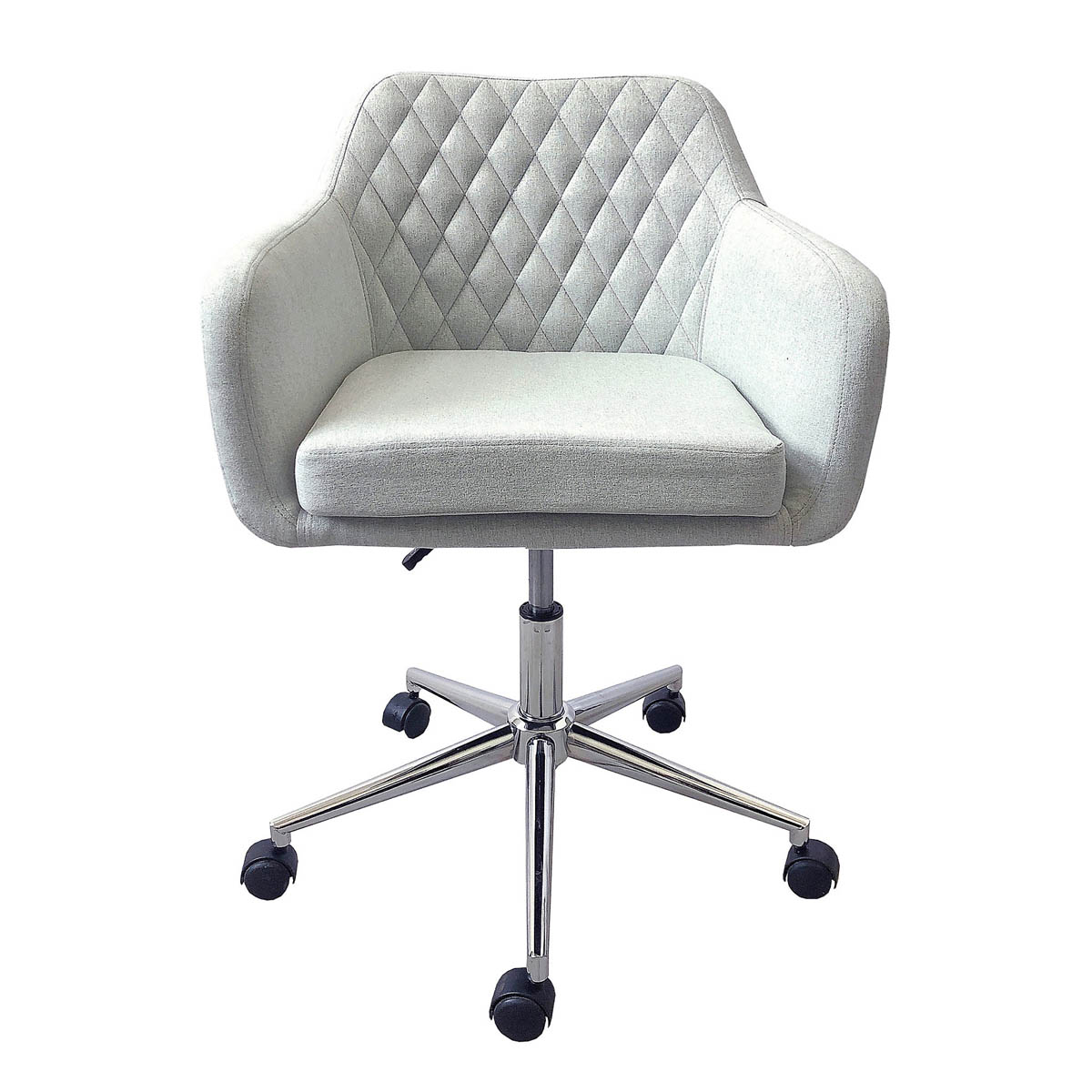 Office Chair Light Grey Linen Effect Swivel Modern (H)875mm (W)610mm (D)600mm - Image 2