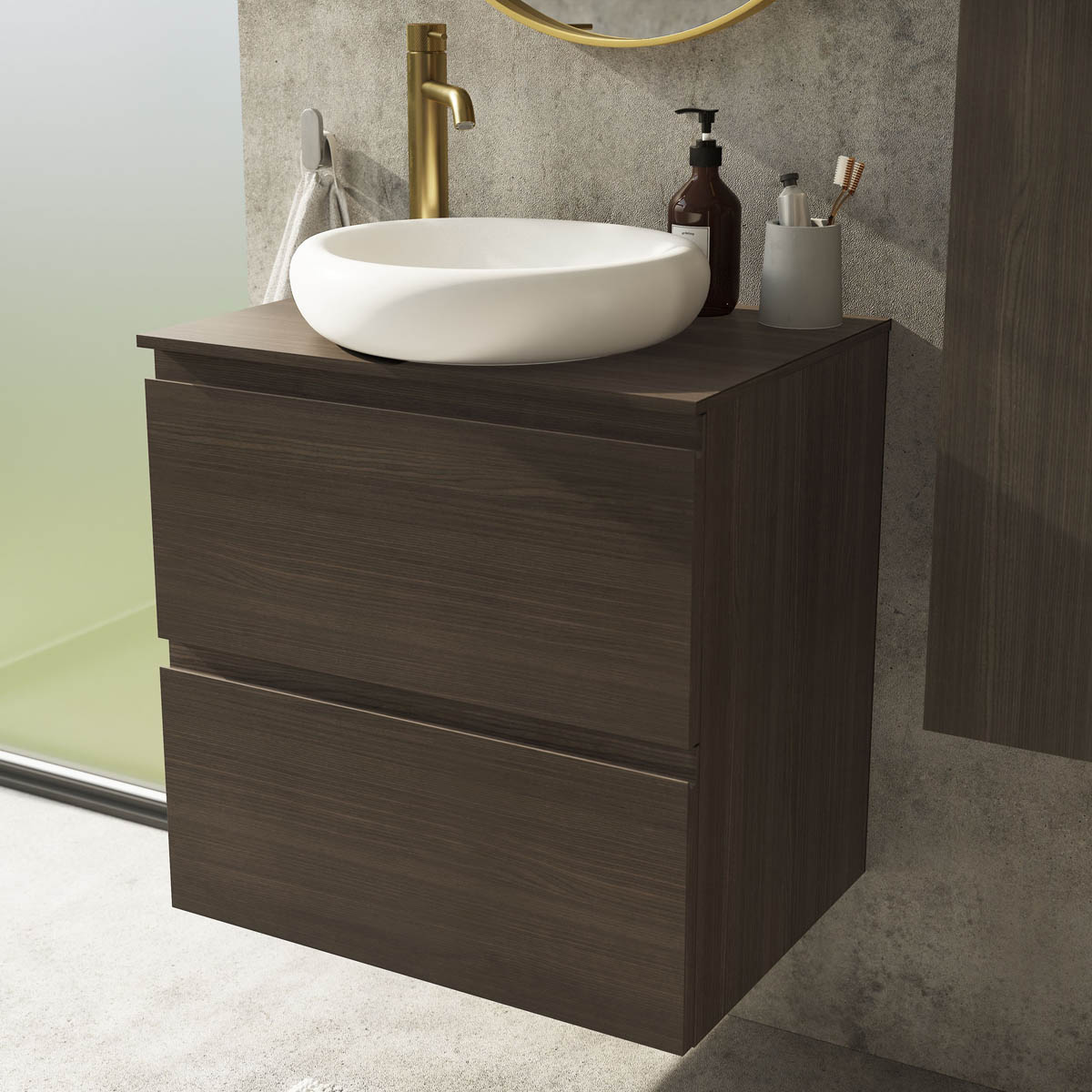 Bathroom Basin Vanity Worktop Plywood Countertop Slim (T)1.2cx(D)45.2x(L)60.3cm - Image 2