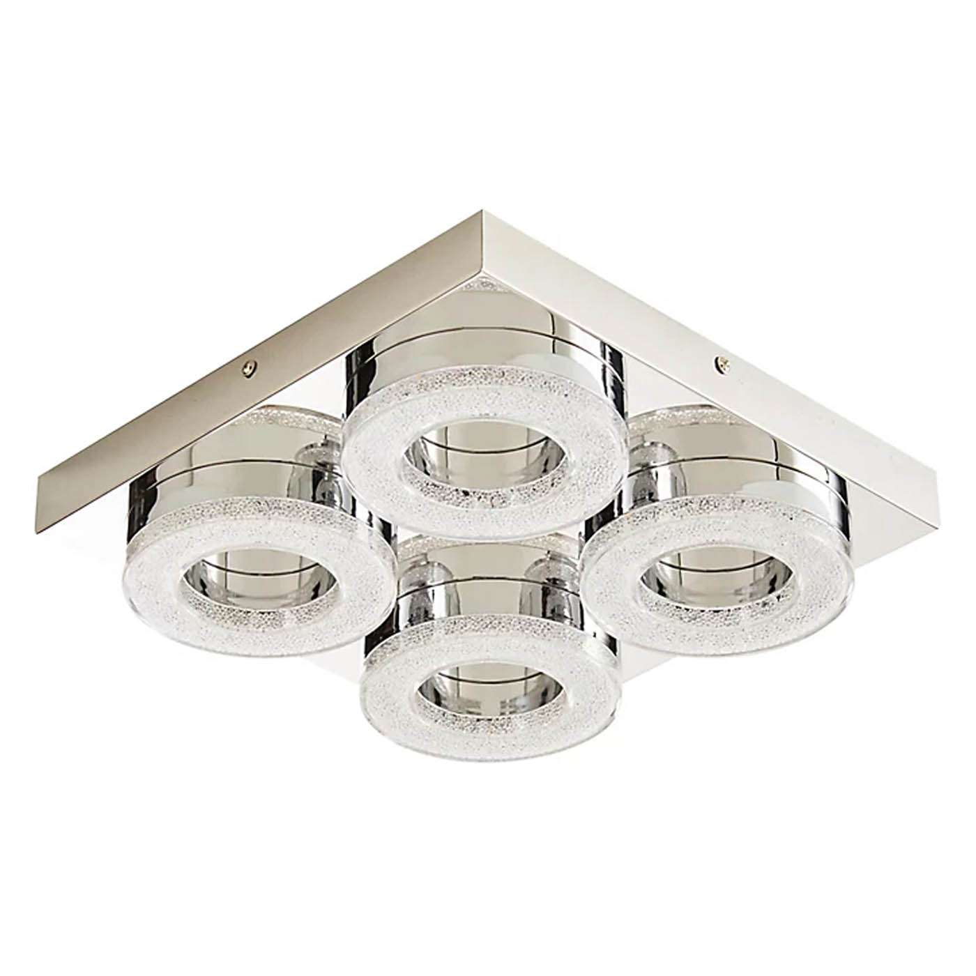 Ceiling Light 4 LED Lamp Brushed Chrome Effect Crystal Warm White Modern - Image 1