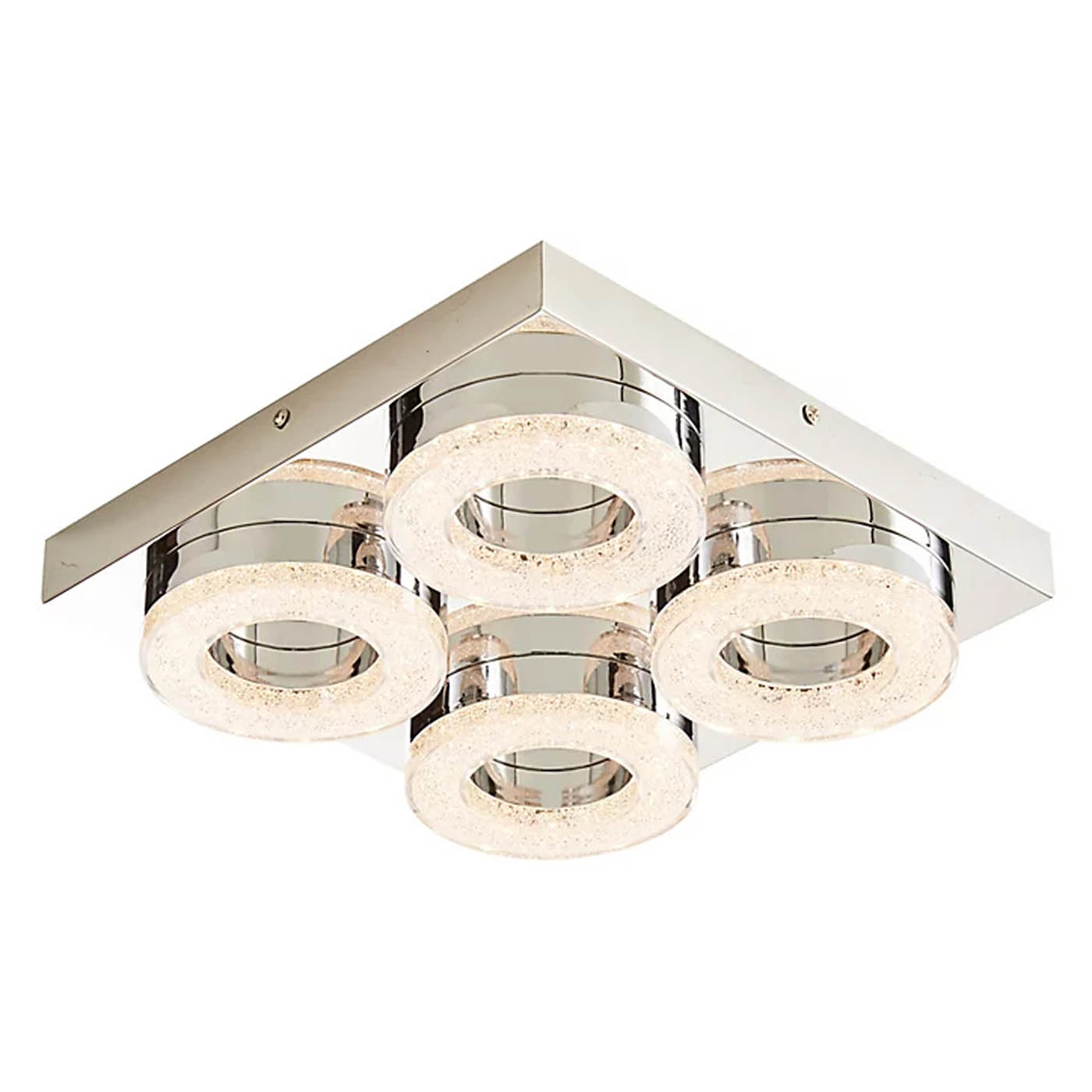 Ceiling Light 4 LED Lamp Brushed Chrome Effect Crystal Warm White Modern - Image 2