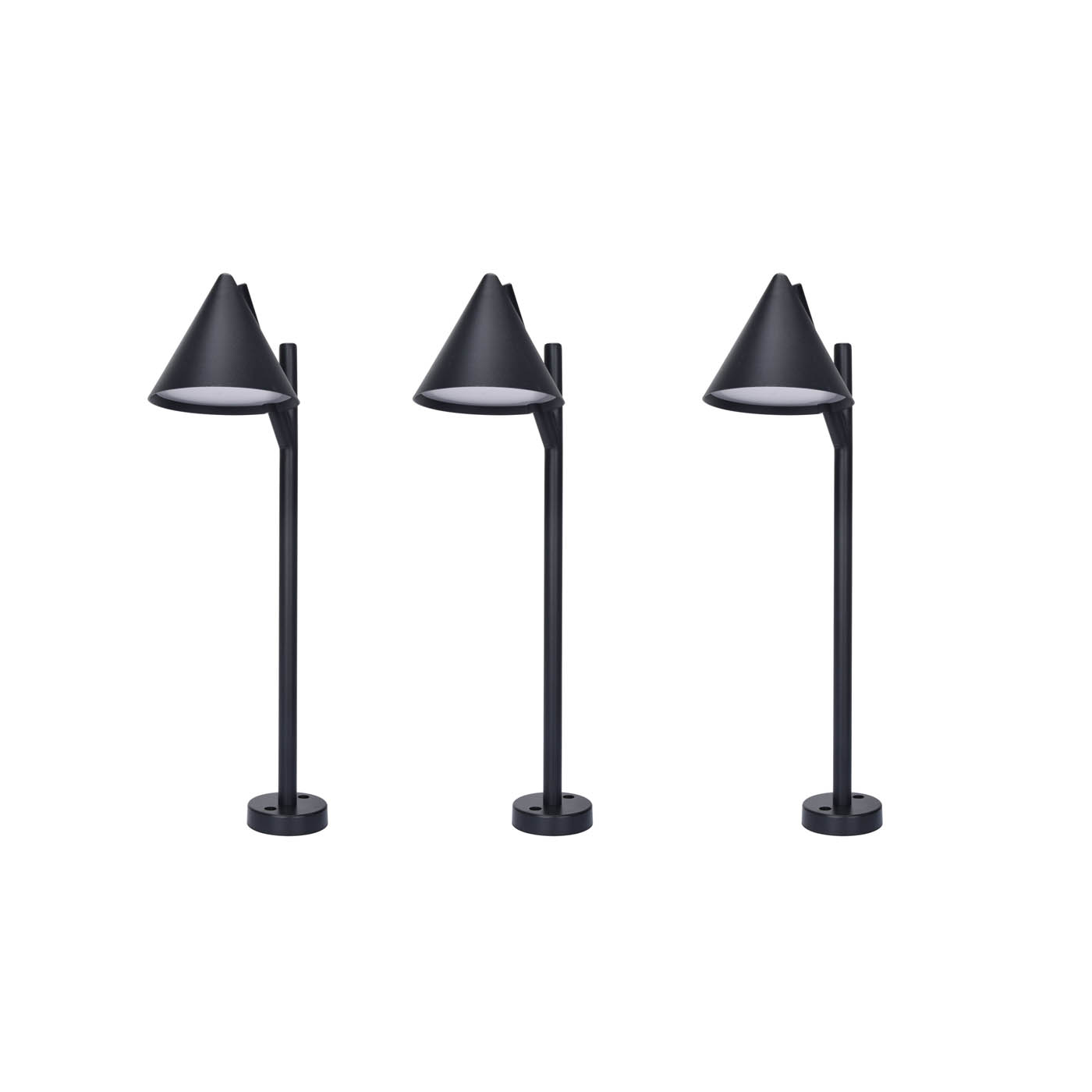 LED Outdoor Stake Light Matt Black Garden Patio Torches (D)120mm Pack of 3 - Image 1