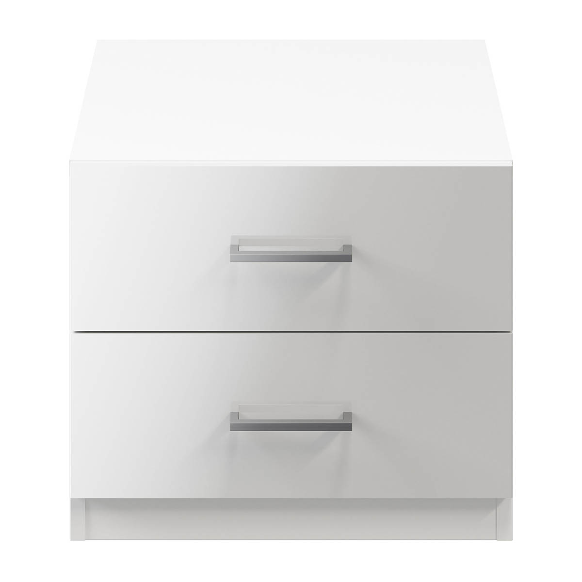 Atomia Bedside Table Freestanding Gloss White 2 Drawer (H)429 (W)500 (D)466mm - Image 3