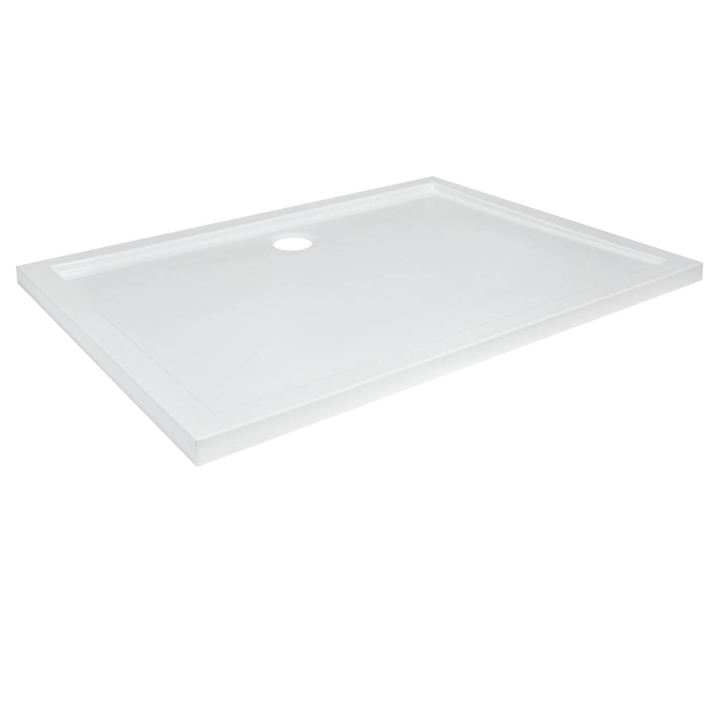 Shower Tray Gloss White Rectangular Centre Drain Bathroom Modern 800x1200x40mm - Image 1