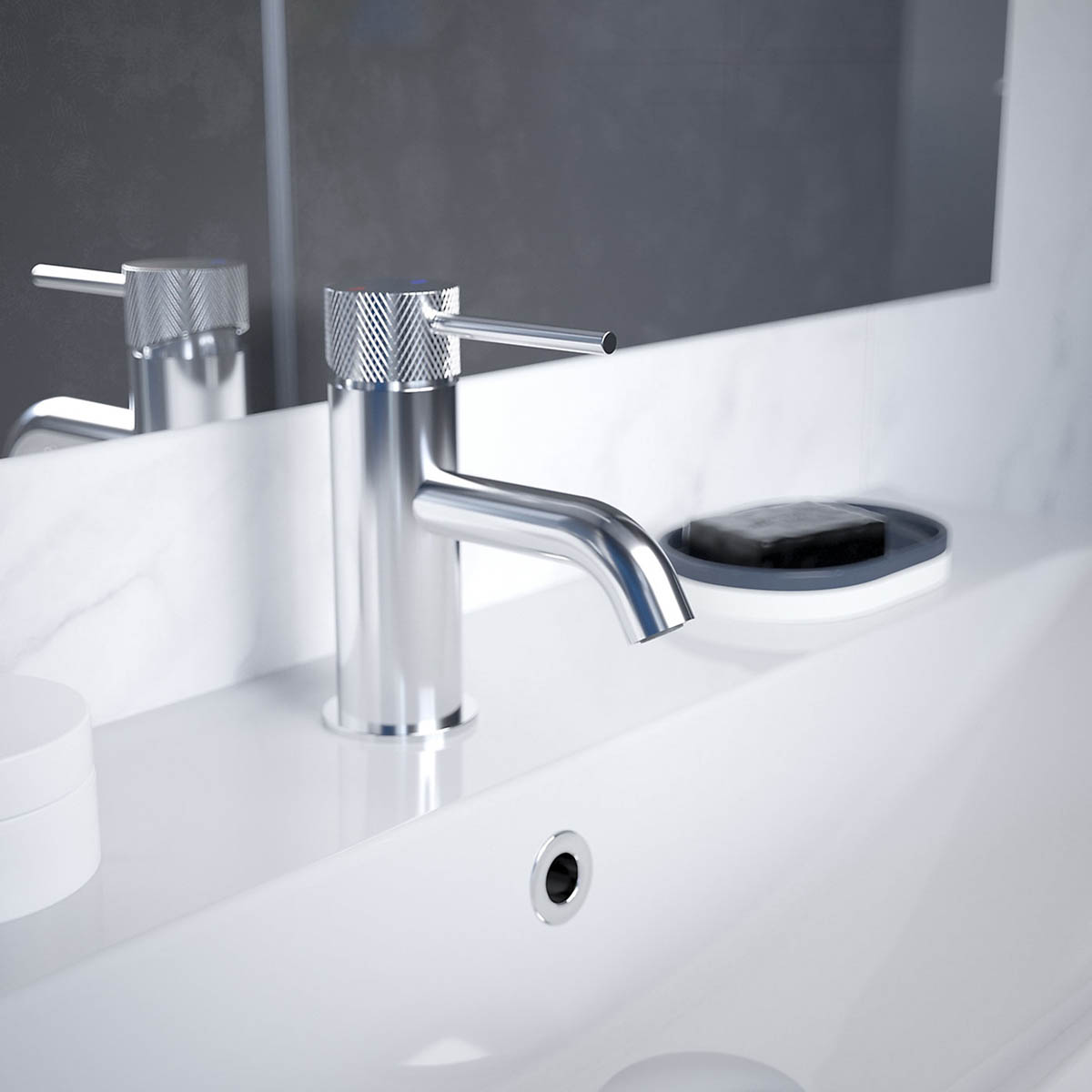 Basin Tap Mono Mixer Chrome Ceramic Cartridge Clicker Waste Bathroom Modern - Image 3