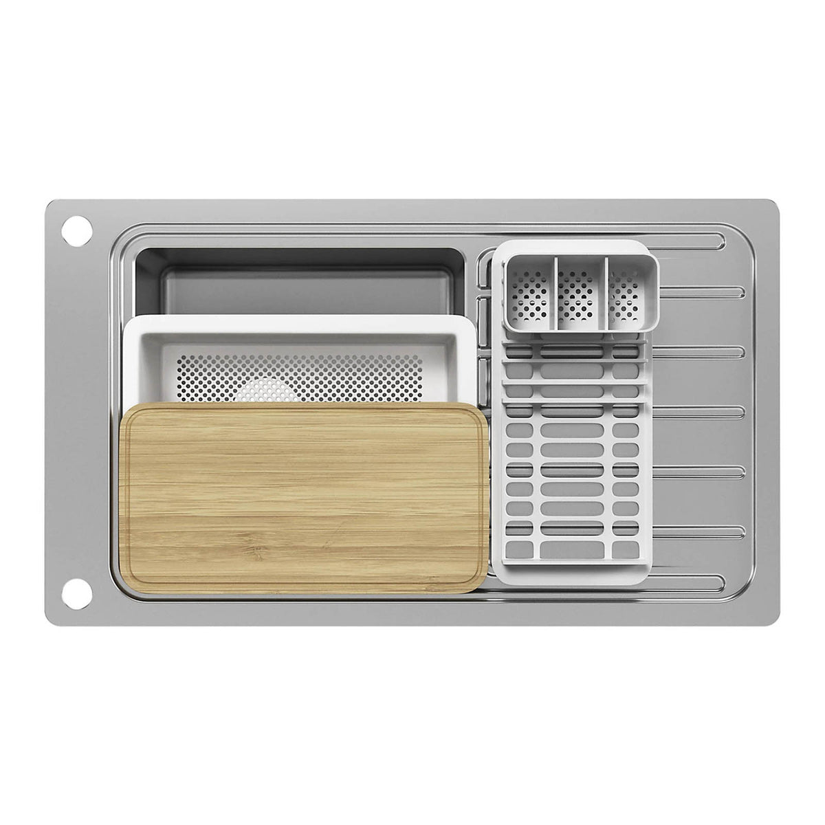 GoodHome Romesco 1 Bowl Sink Drainer Brushed Steel 510x880mm - Image 1