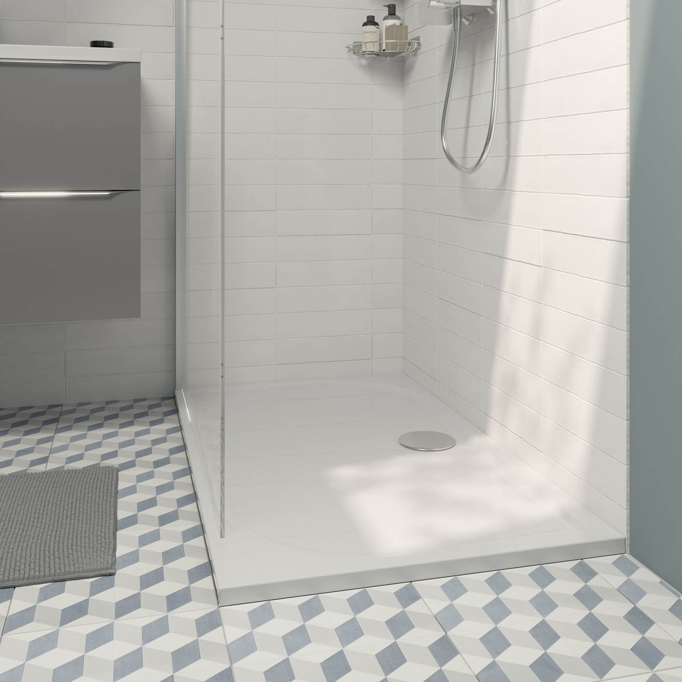 Shower Tray White Rectangular Centre Drain Anti Slip (L)1600mm (W)700mm (H) 27mm - Image 2