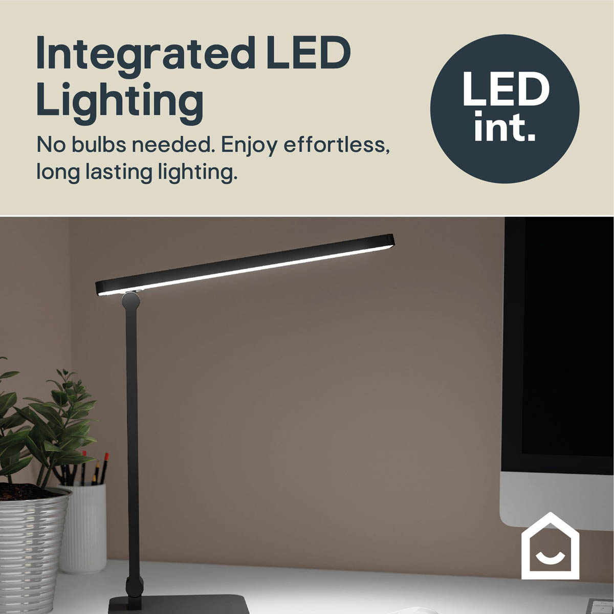 LED Table Lamp Matt Black Dimmable 350lm Touch Control Living Bedroom Office - Image 2