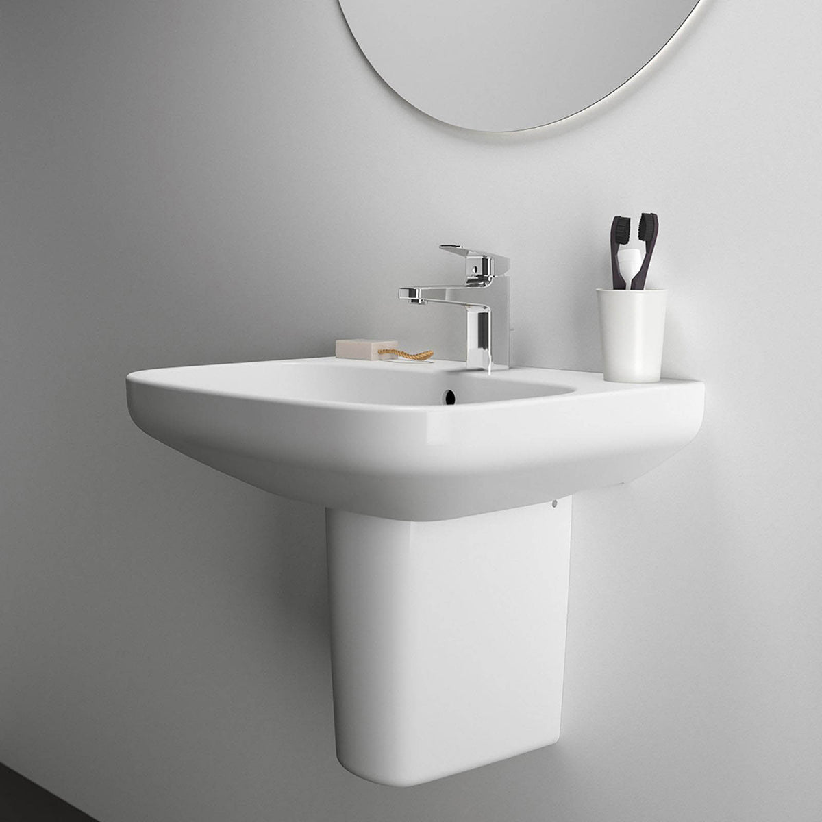 Ideal Standard Semi Pedestal i.Life A White Wall Hung Basin 331mm - Image 2