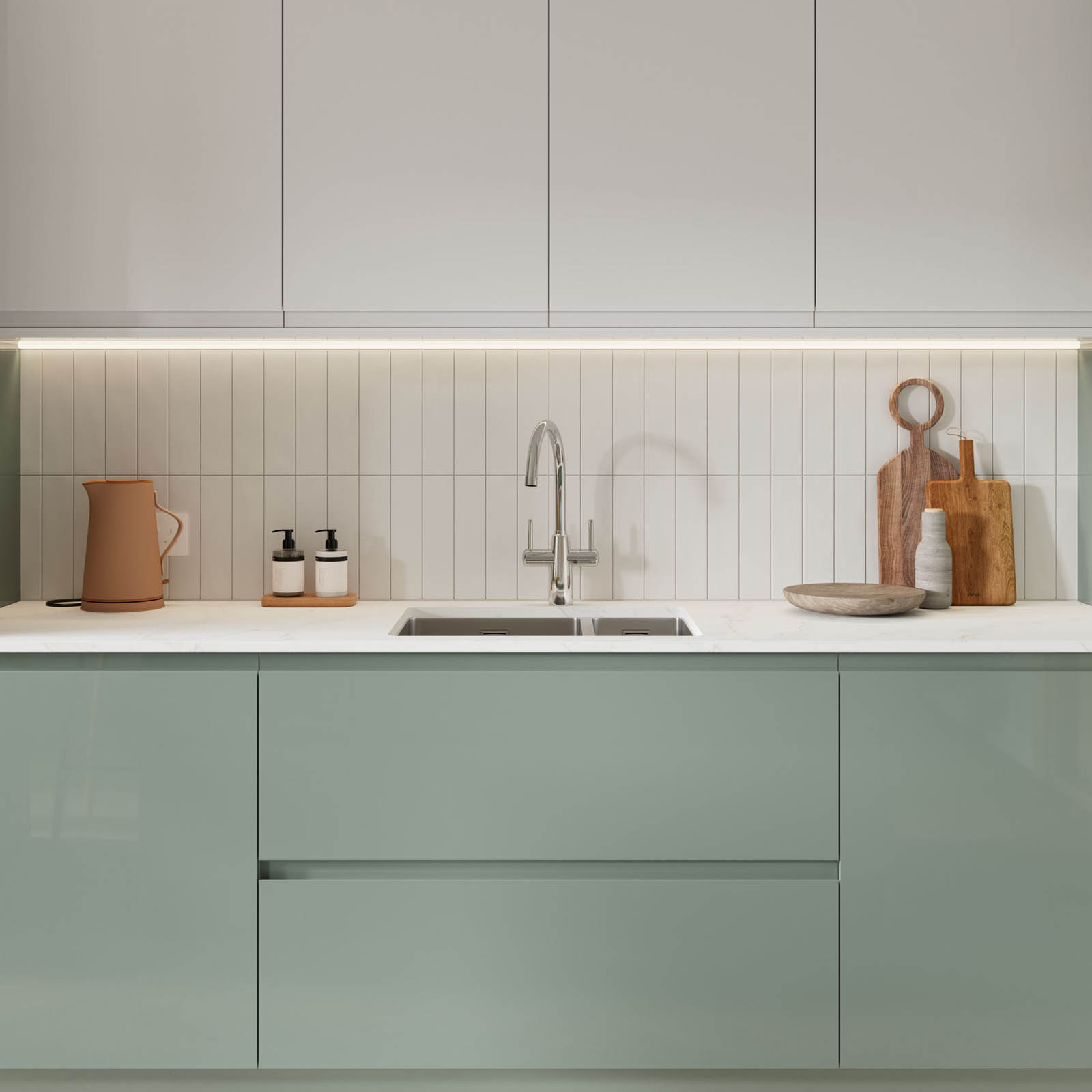 GoodHome Larder Cabinet door 70:30 Gloss reed green (W)600 (H)1287 (T)19mm - Image 6