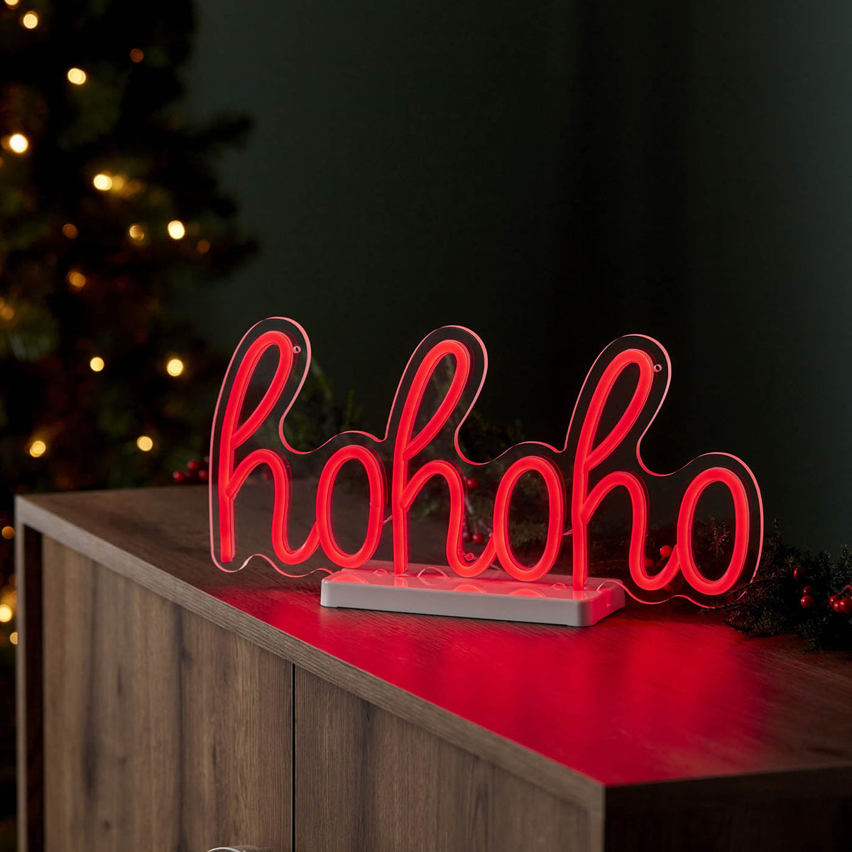 Christmas LED Silhouette Hohoho Indoor Pre-lit Red Light Timer Home Decoration - Image 5