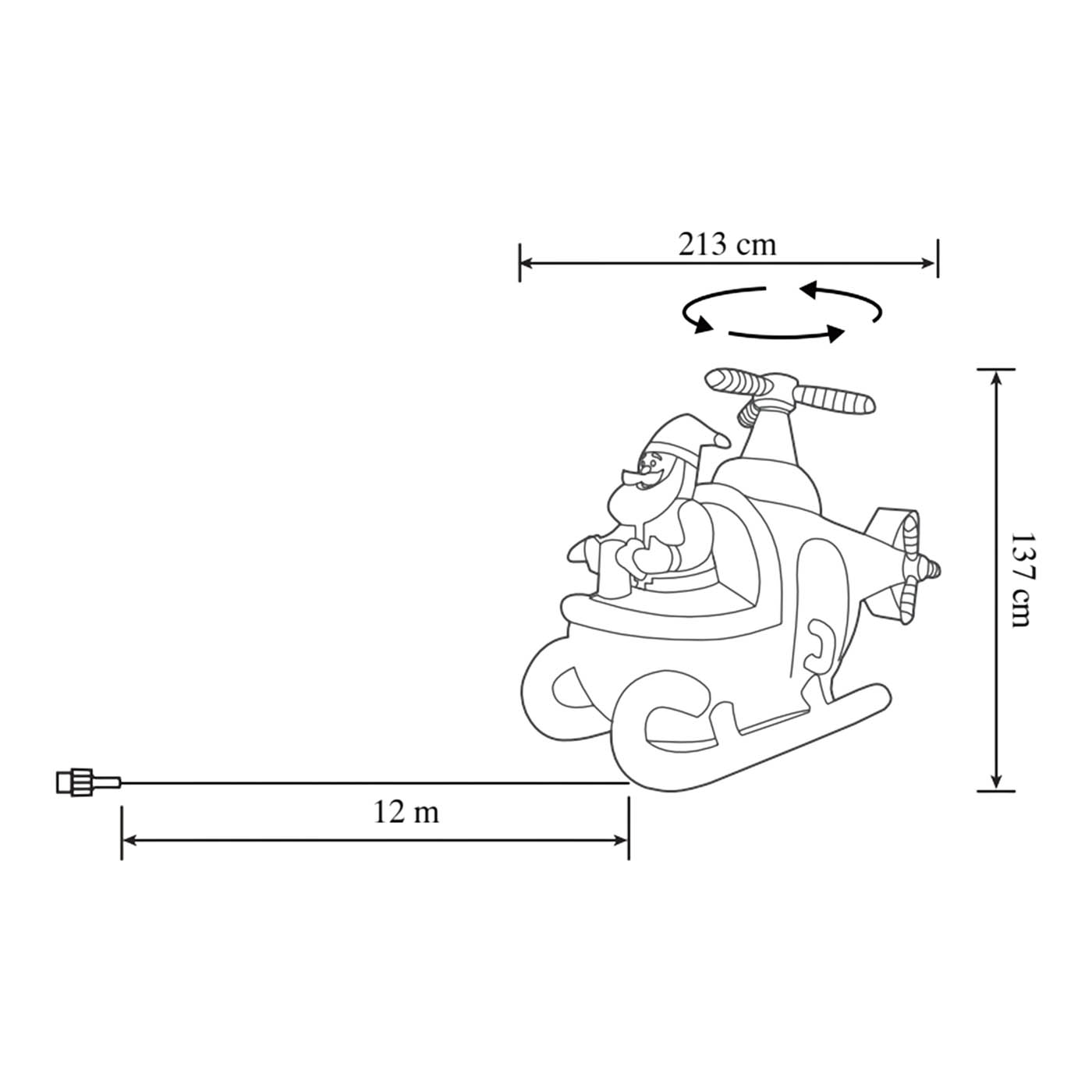 Christmas Santa In Helicopter Inflatable LED Outdoor Weather Resistant (H)1.37m - Image 3