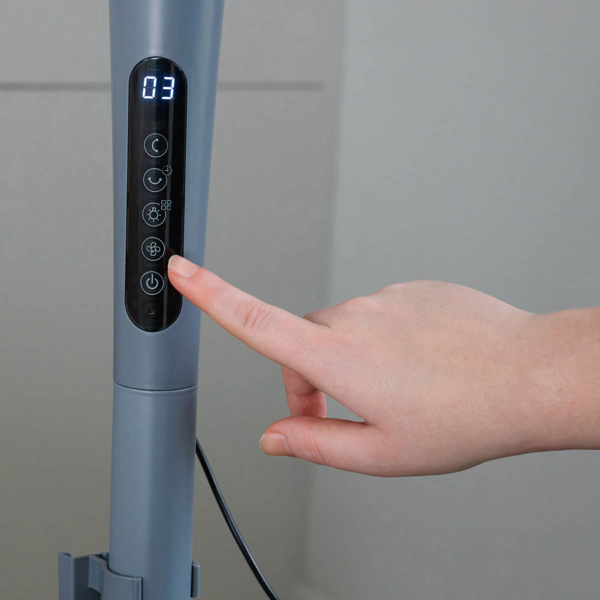 Pedestal Fan Adjustable Height Grey Oscillating Tilt Timer Powerful Cooler 8" - Image 7