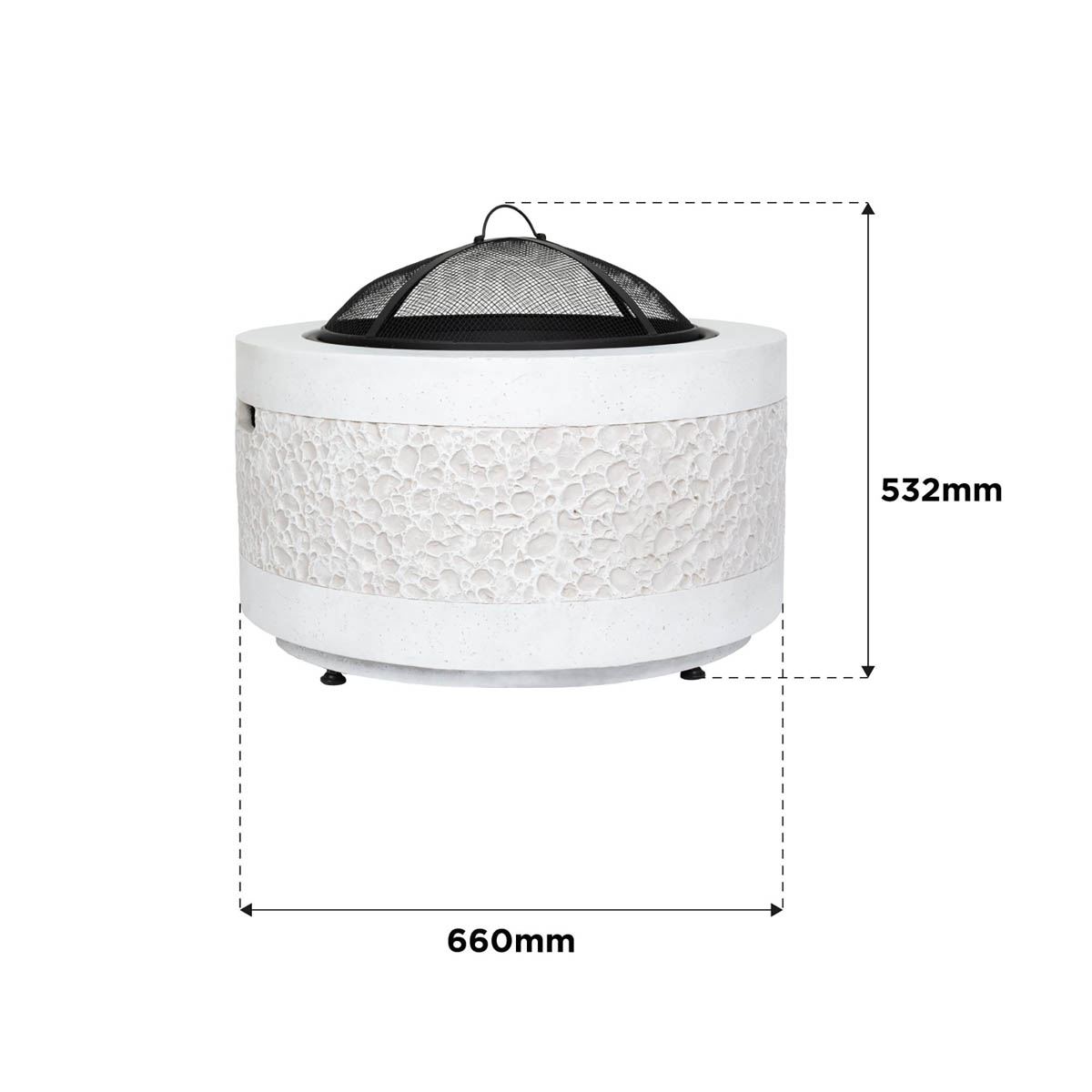 La Hacienda Firepit Steel Matt Grey Round Stone Effect Garden Outdoor Heater - Image 4