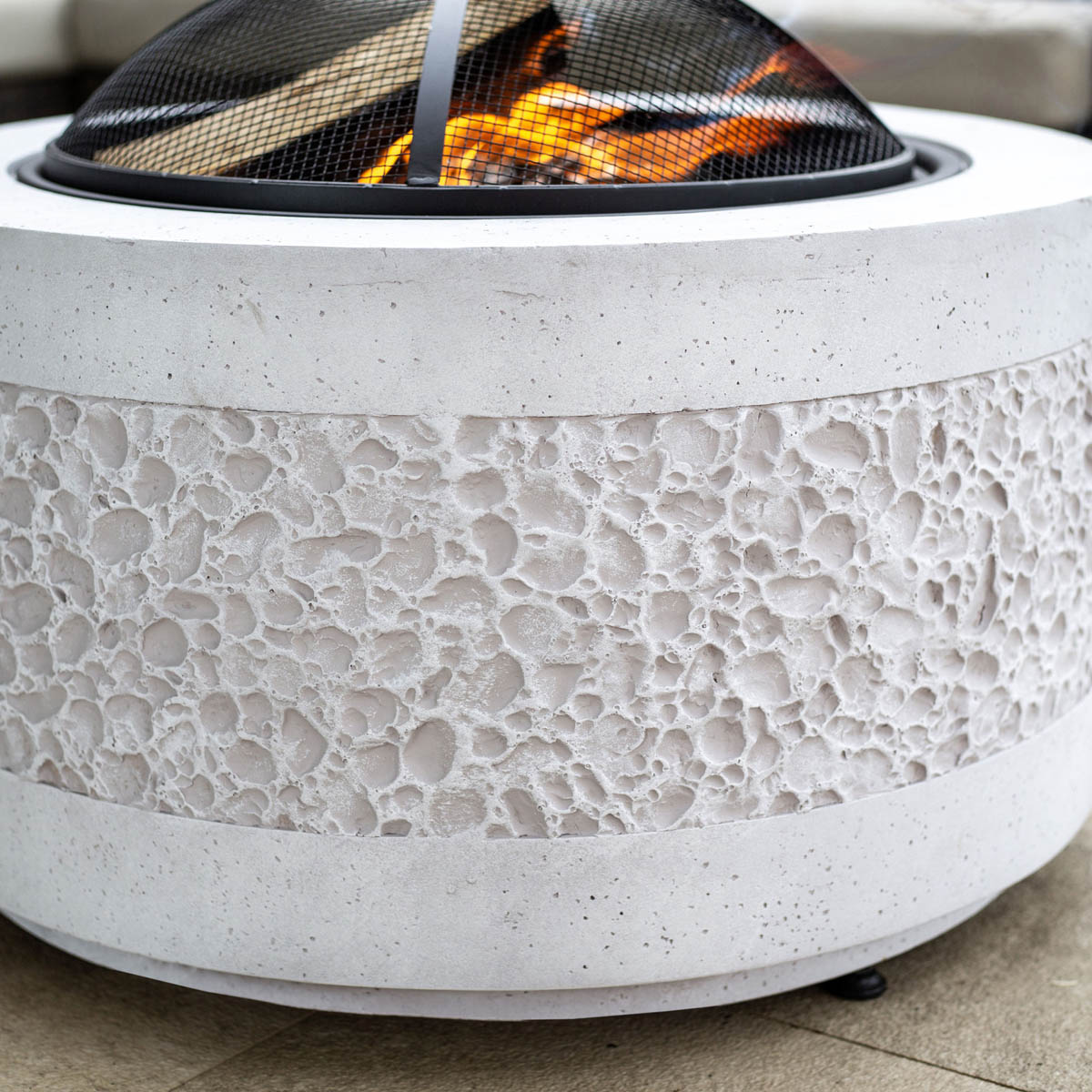 La Hacienda Firepit Steel Matt Grey Round Stone Effect Garden Outdoor Heater - Image 6