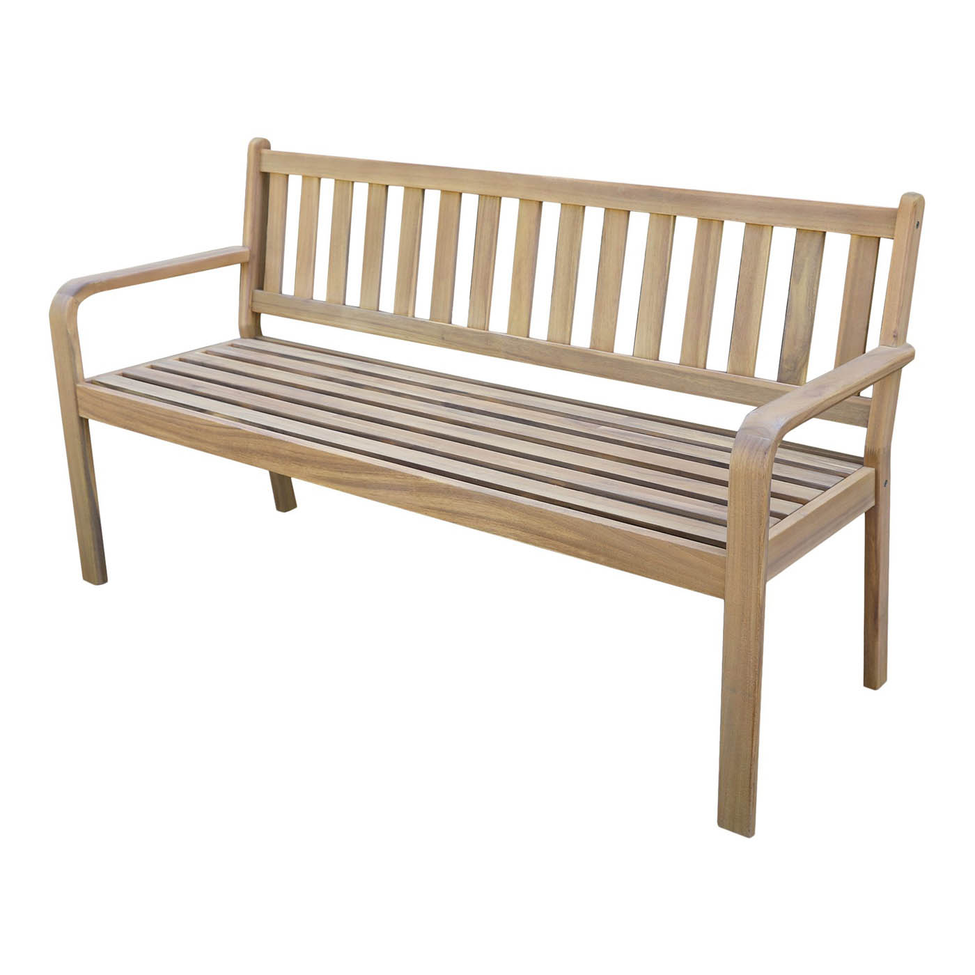 GoodHome Garden Bench 3 seater Natural Wooden Riveo (W)163cm (H)89cm - Image 1