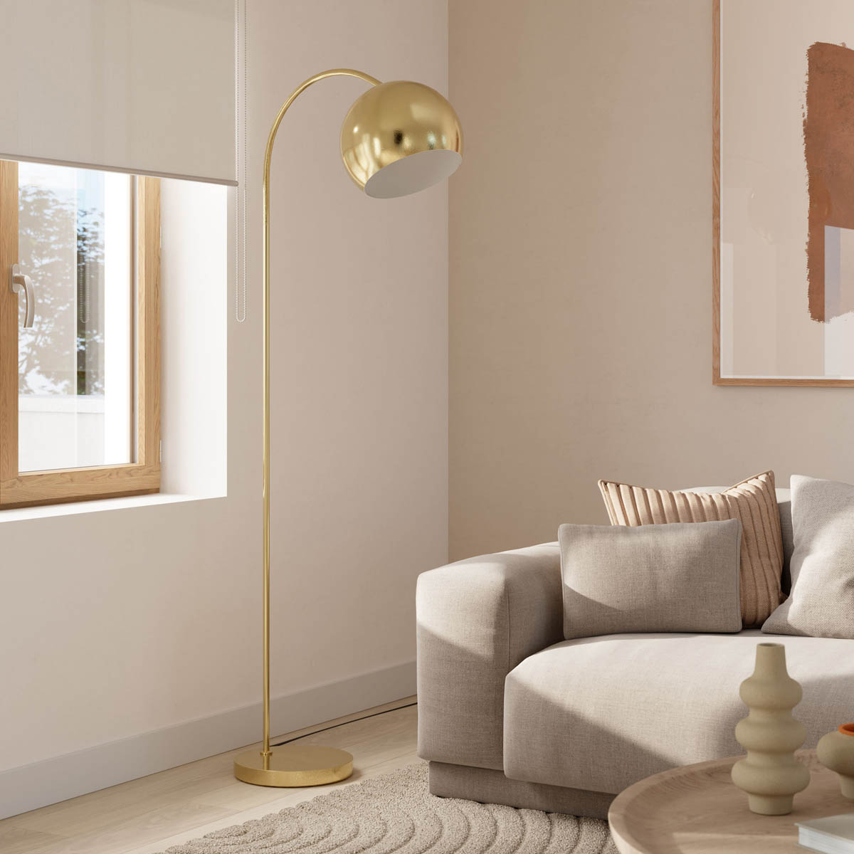 Floor Lamp Kotenay Gloss Brass Effect Retro Luxury Living Room Minimalist - Image 4