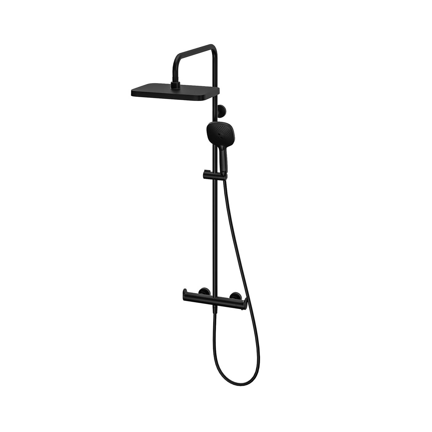 Thermostatic Mixer Shower Matt Black 3 Spray Patterns Exposed Dual Square Head - Image 1