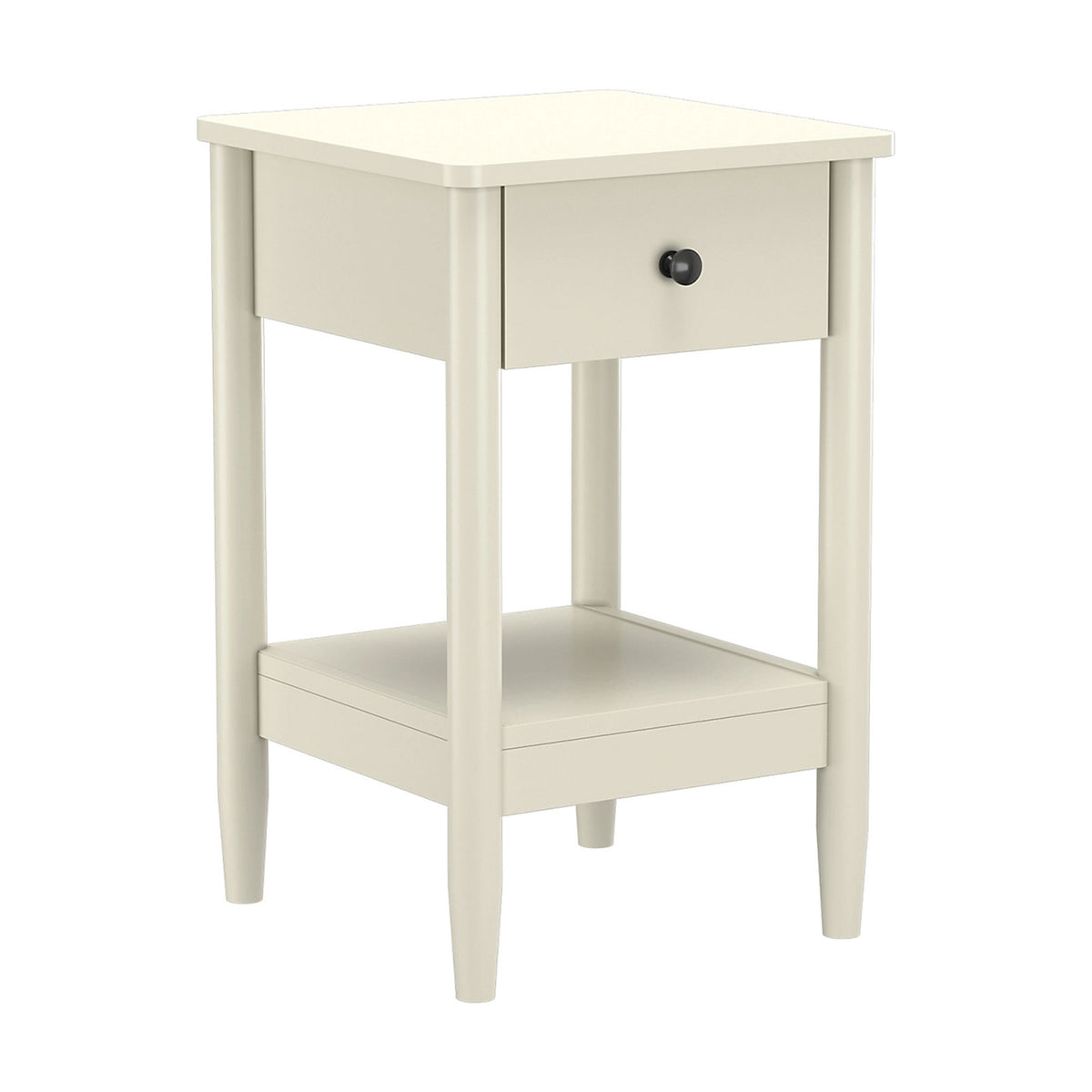 Natural Cream 1 Drawer Bedside Cabinet Painted Bedroom Side Table Chest - Image 1