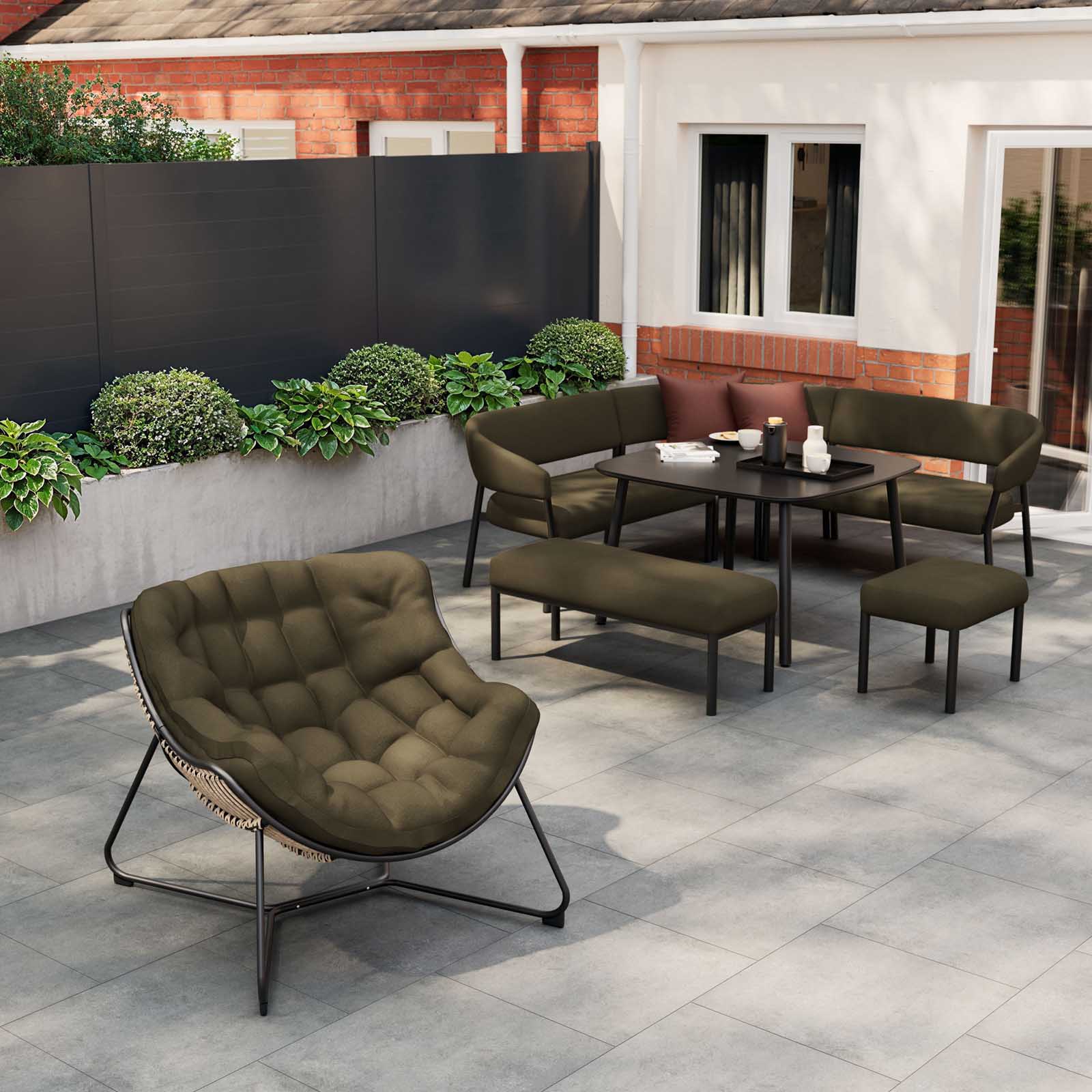 GoodHome Lucala Green Metal 8 Seater Corner Dining set - Image 2