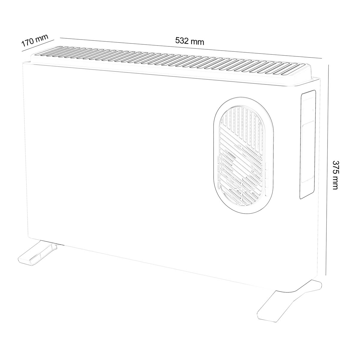 Convector Heater Radiator Portable White Timer 2 Heat Settings Thermostat 2000W - Image 2