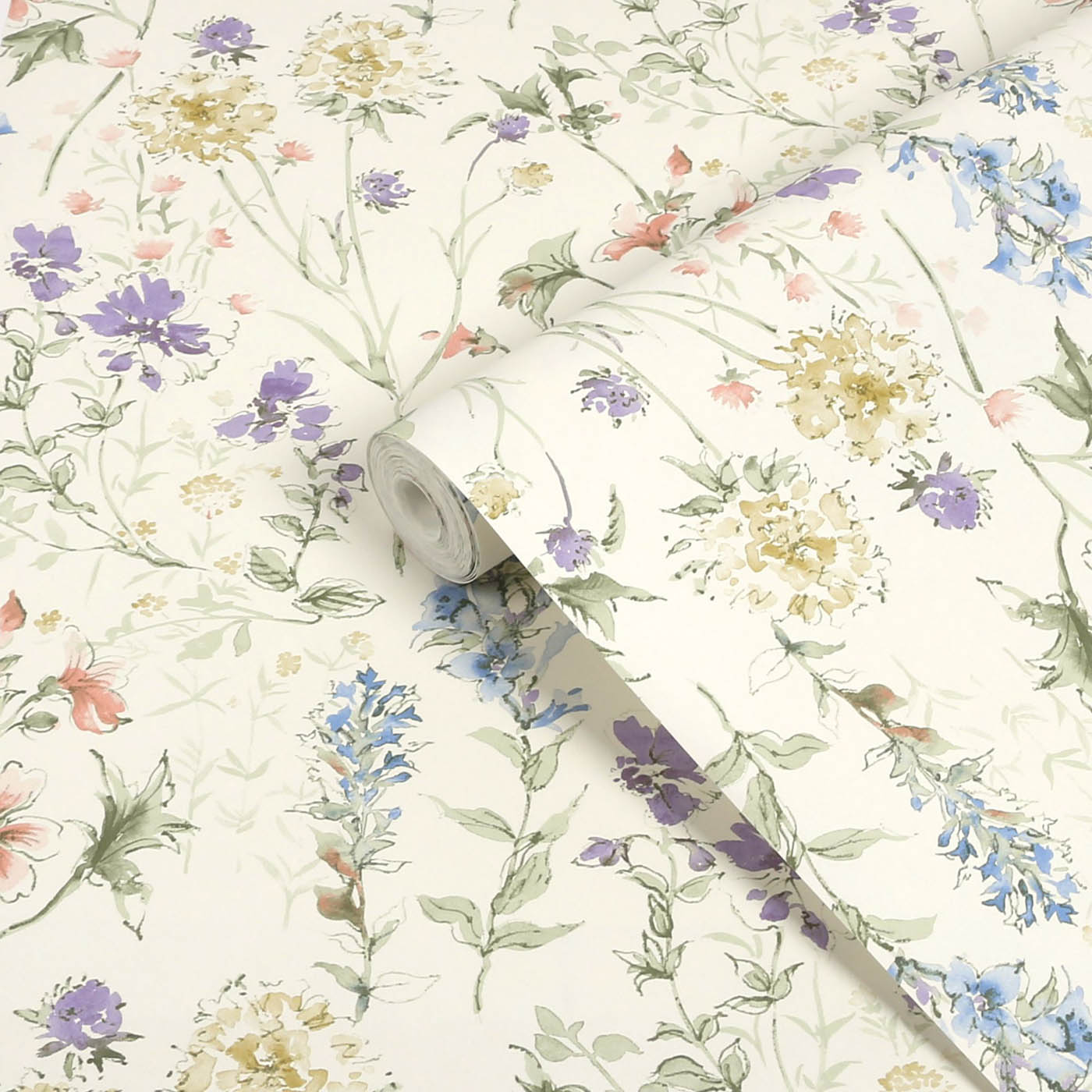 Laura Ashley Smooth Wallpaper Contemporary Multicolour Wild Meadow 5.2m² - Image 1